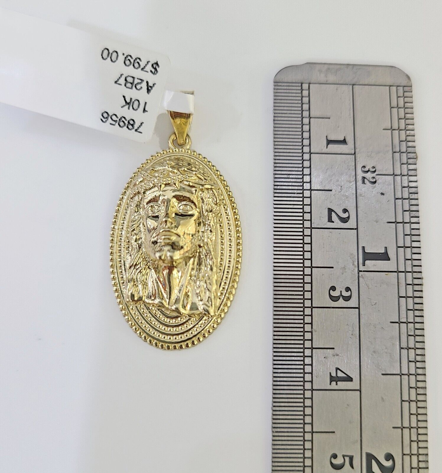 Real 10k Yellow Gold Oval Shaped Jesus Head Pendant 1 - 1.5 inches Charm - GoldenlinQ