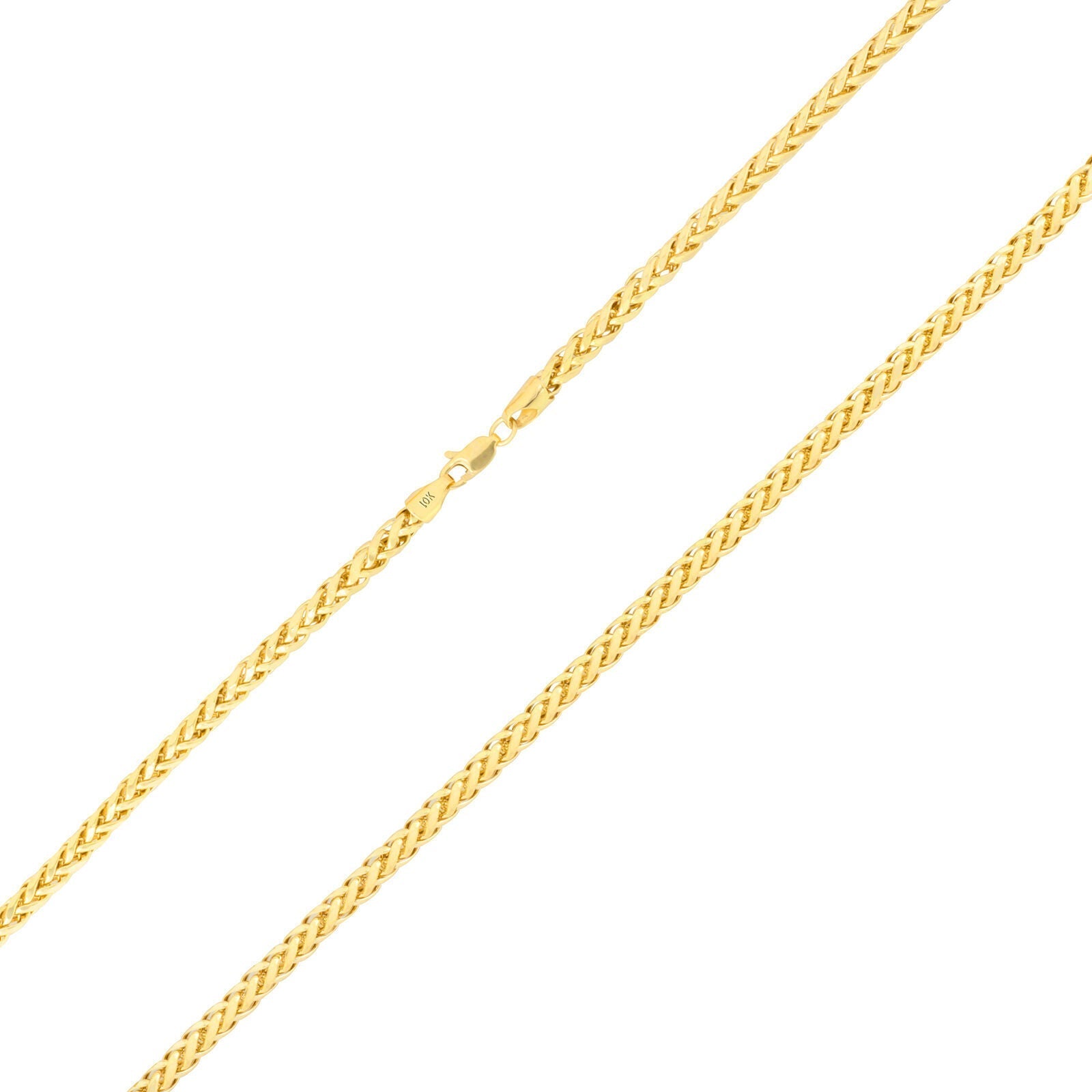 Real 10K Yellow Gold Palm Chain 4mm Necklace 20 - 26'' inch Lobster Lock Hollow - GoldenlinQ