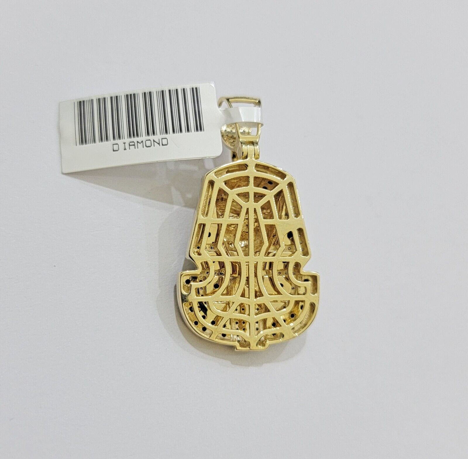 Real 10k Yellow Gold Pharoah Head Charm Pendant With black & White Diamonds Mens - GoldenlinQ