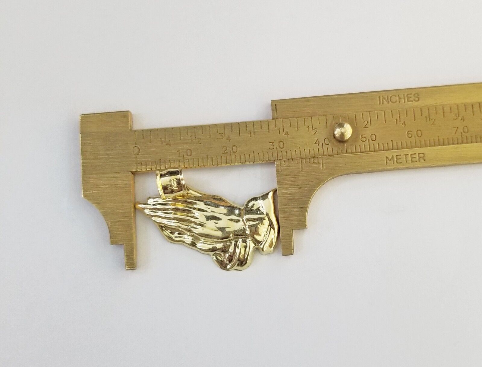 Real 10k Yellow Gold Praying Hands Charm Pendant 10kt for Chain Men Women - GoldenlinQ