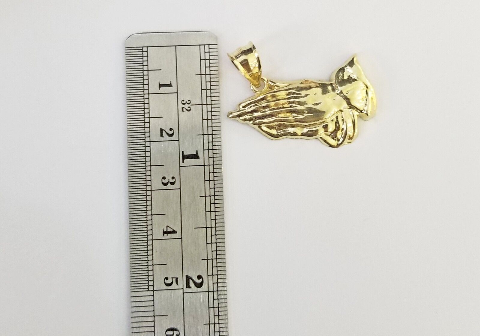 Real 10k Yellow Gold Praying Hands Charm Pendant 10kt for Chain Men Women - GoldenlinQ