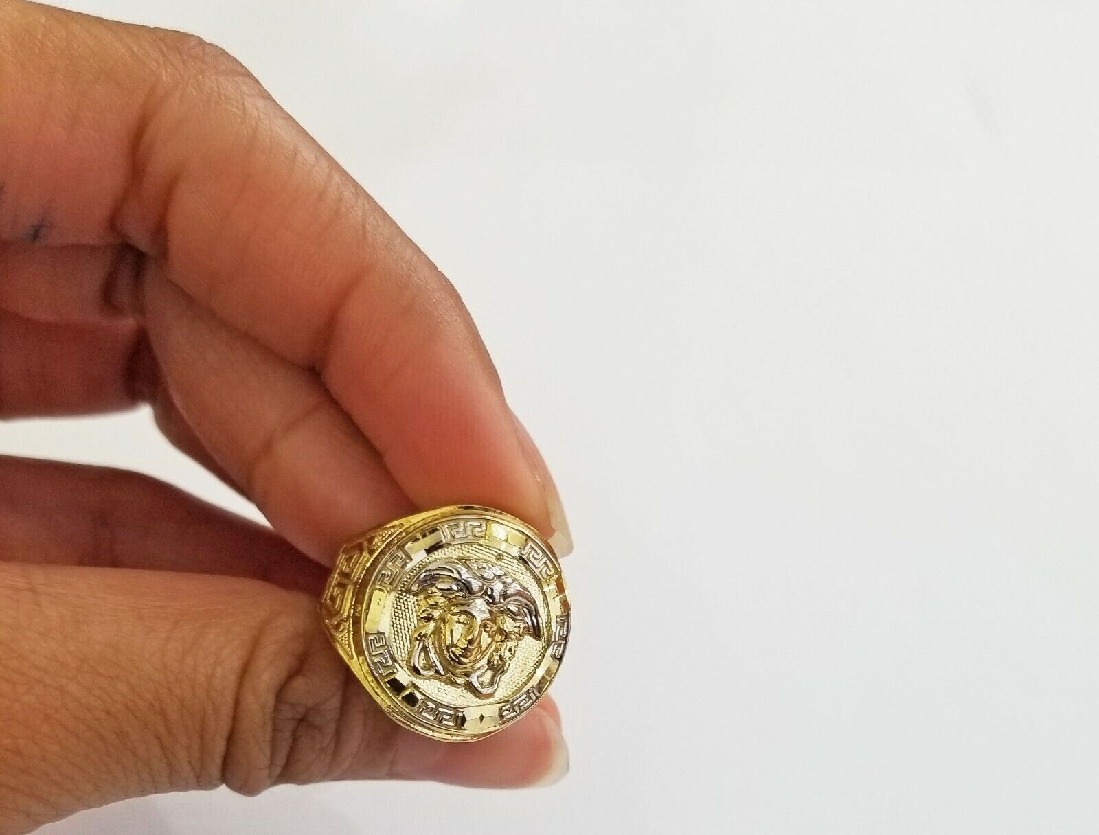 Real 10K Yellow Gold Ring Head Pinky Casual size 9 Mens Ring - GoldenlinQ