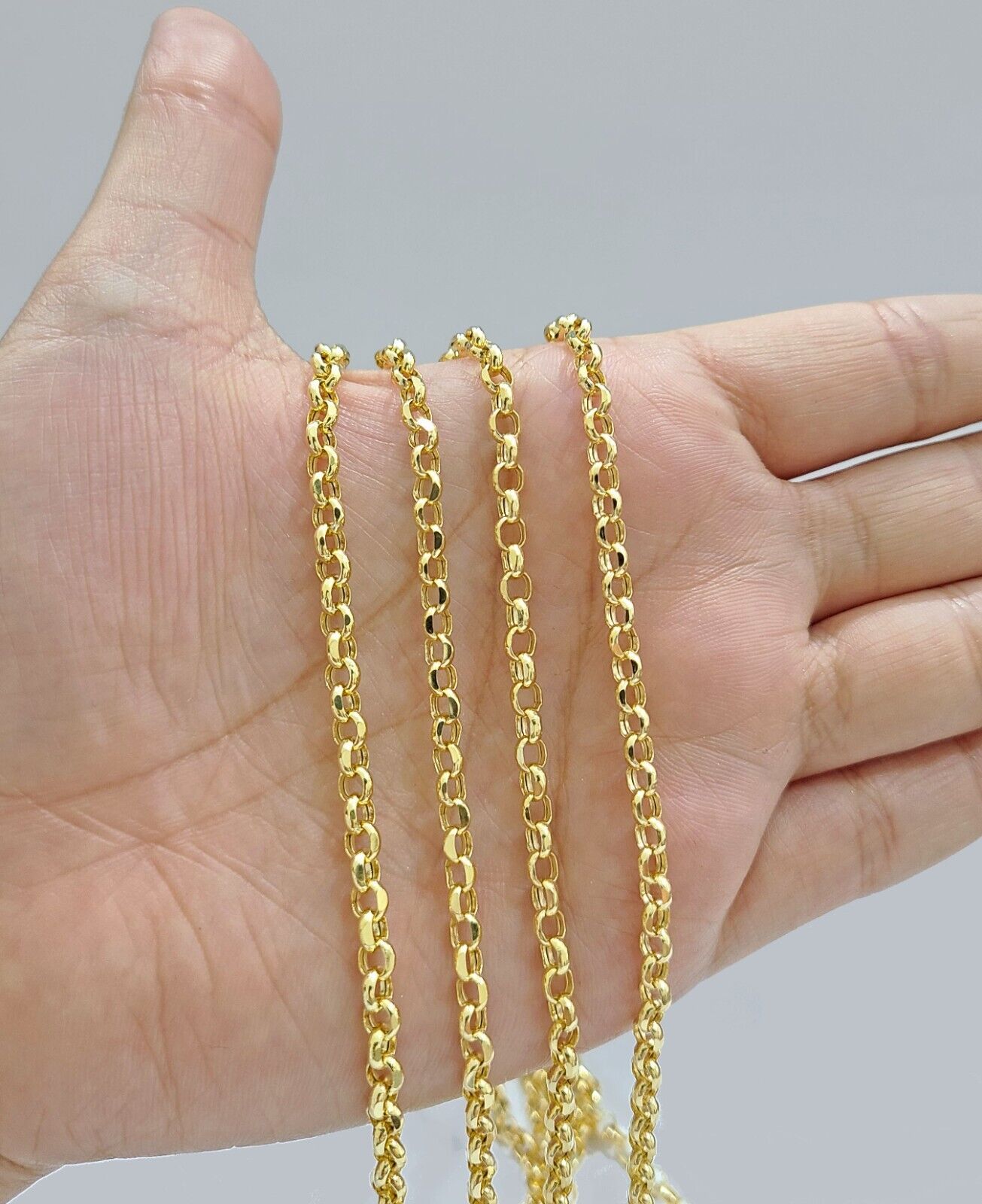 Real 10K Yellow Gold Rolo Link Rope Chain 4mm Necklace Unisex 18 - 26'' inches - GoldenlinQ