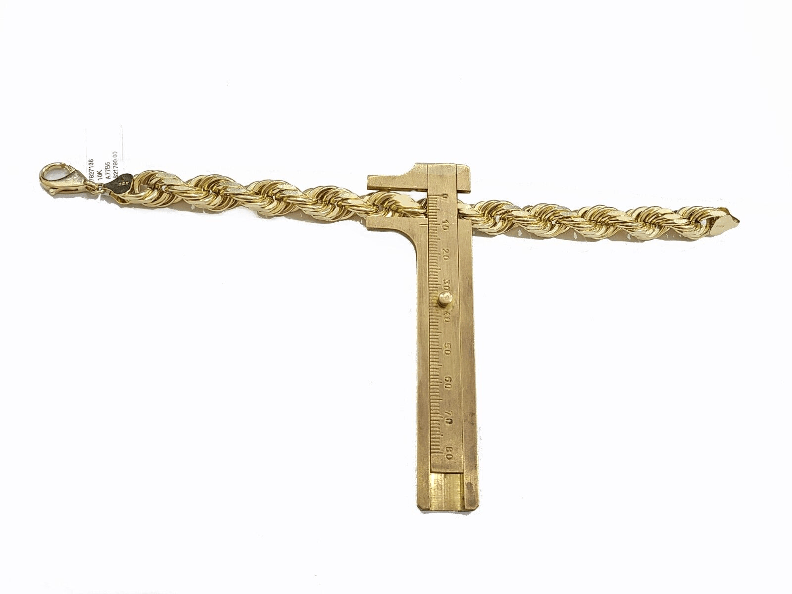 Real 10K Yellow Gold Rope Bracelet 10mm 8 Inch Lobster Lock For mens On Sale - GoldenlinQ