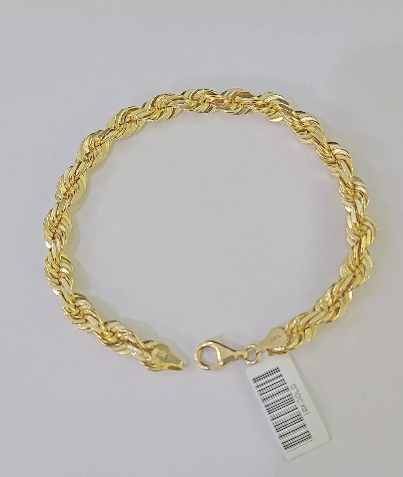 Real 10k Yellow Gold Rope Bracelet 9 Inch 5mm SOLID Diamond Cuts Men Women 10KT - GoldenlinQ