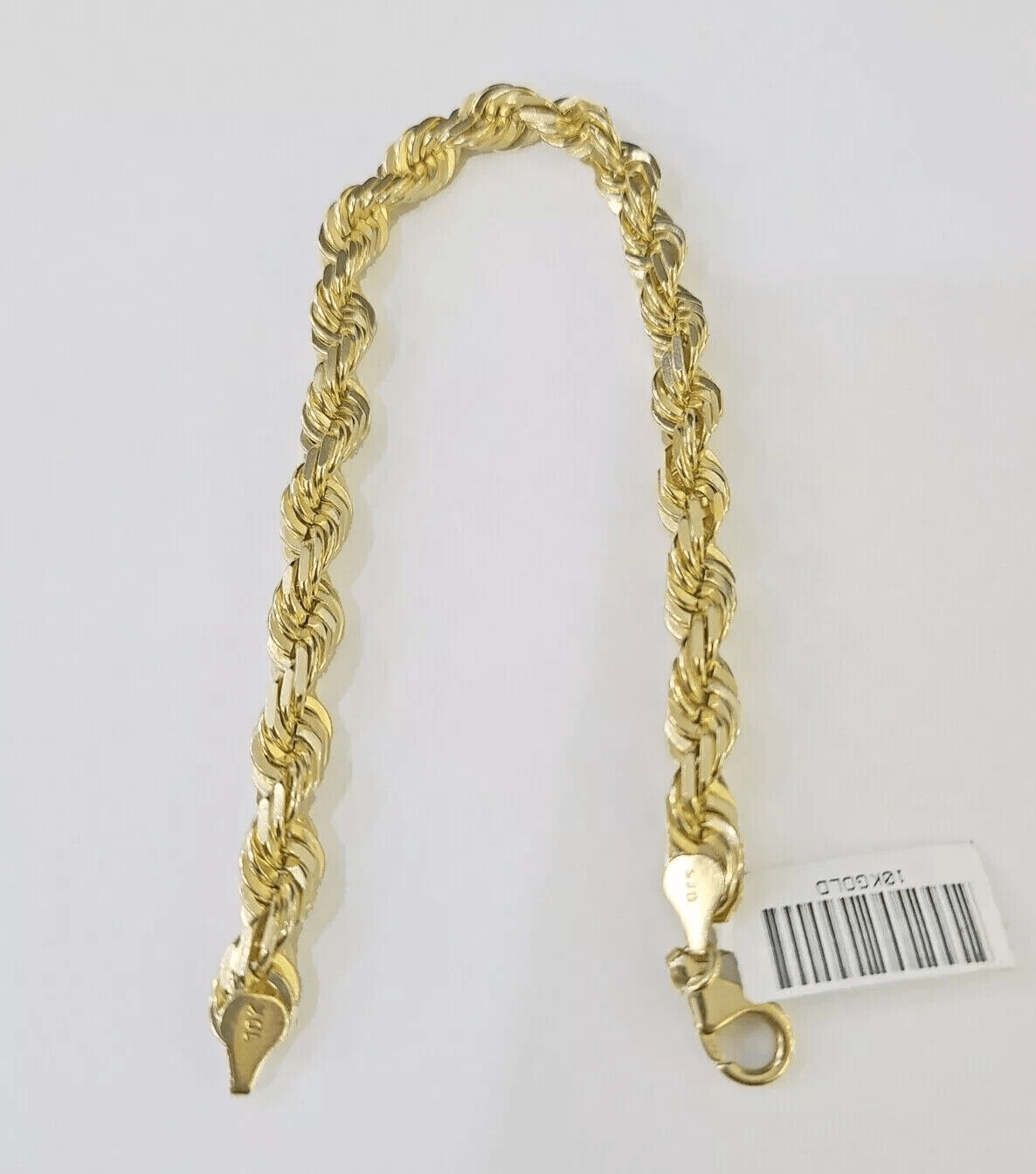 Real 10k Yellow Gold Rope Bracelet 9 Inch 5mm SOLID Diamond Cuts Men Women 10KT - GoldenlinQ