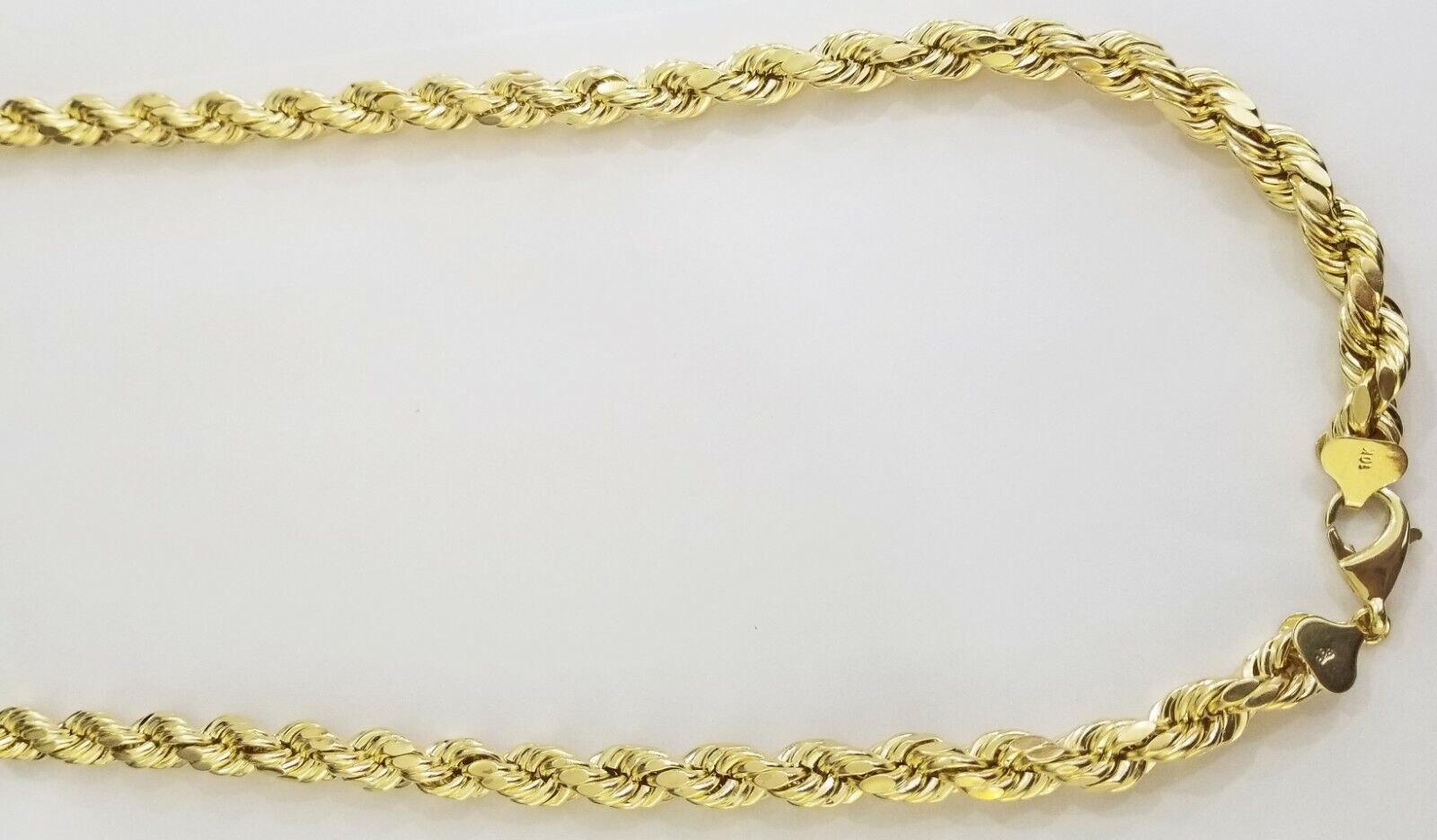 REAL 10k Yellow Gold Rope Chain 10mm 24" Men's thick necklace 10kt diamond cuts - GoldenlinQ