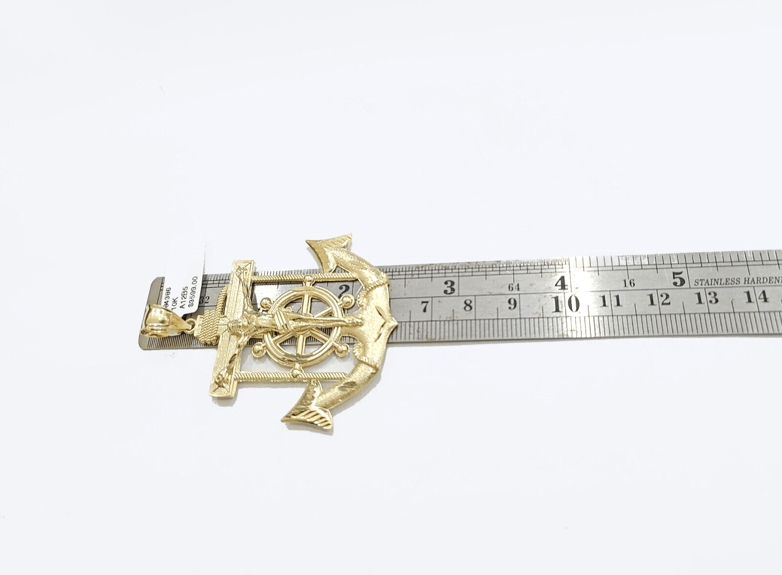 Real 10k Yellow Gold Rope Chain 22'' Necklace anchor cross charm pendant - GoldenlinQ