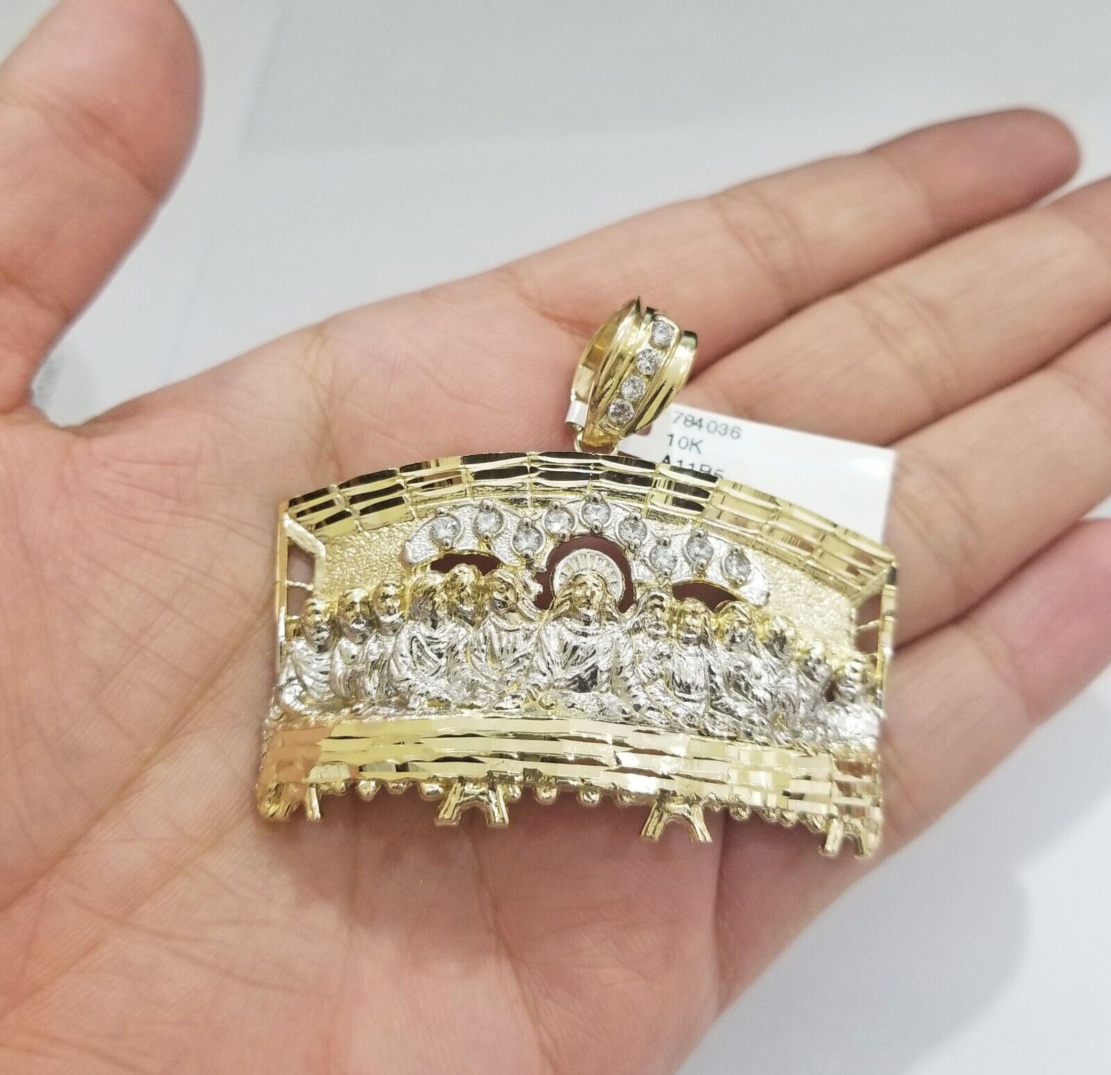 Real 10k Yellow Gold Rope Chain 24" inch Necklace And Charm Last Supper Pendant - GoldenlinQ