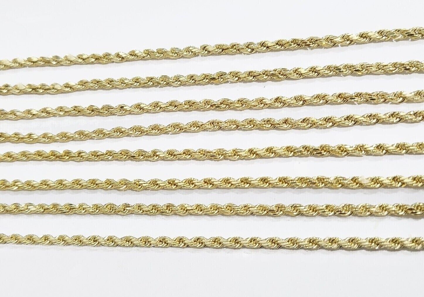 Real 10K Yellow Gold Rope Chain 2mm Necklace 18 - 26'' Inches Lobster Lock 10kt - GoldenlinQ