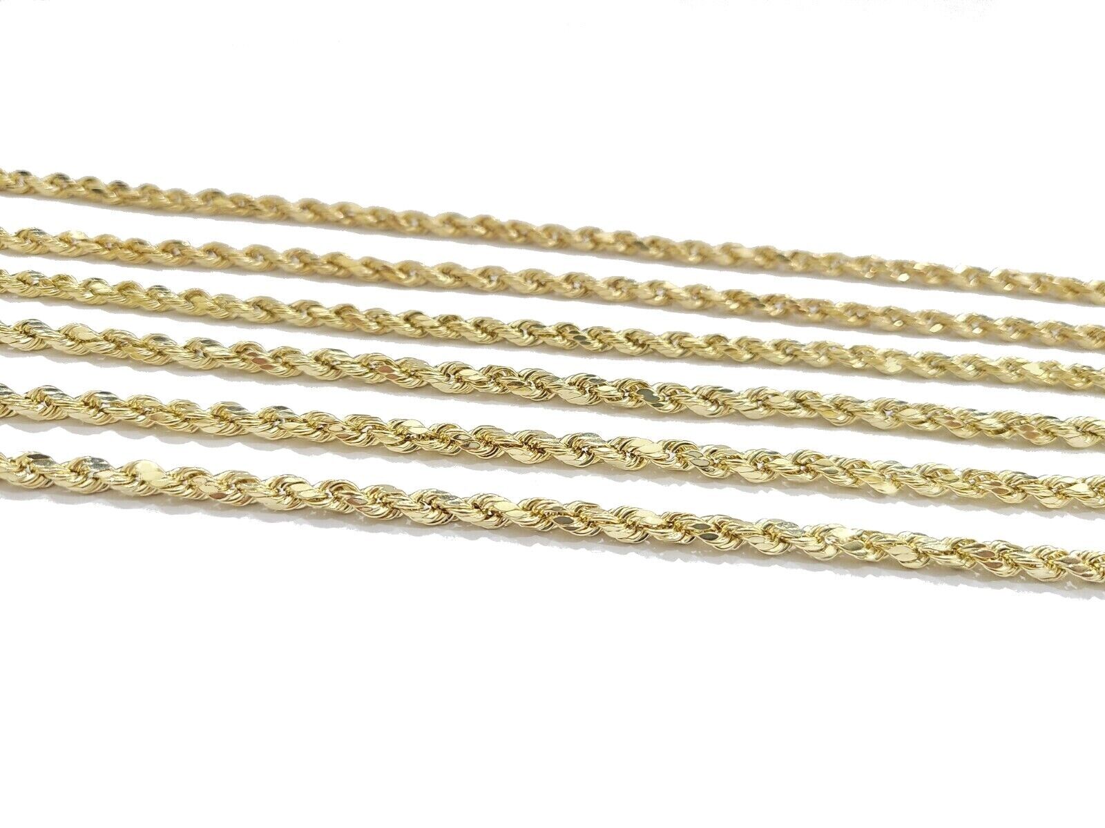 Real 10k Yellow Gold Rope Chain 3mm Necklace 16" - 28 Inch Diamond Cut men Women - GoldenlinQ