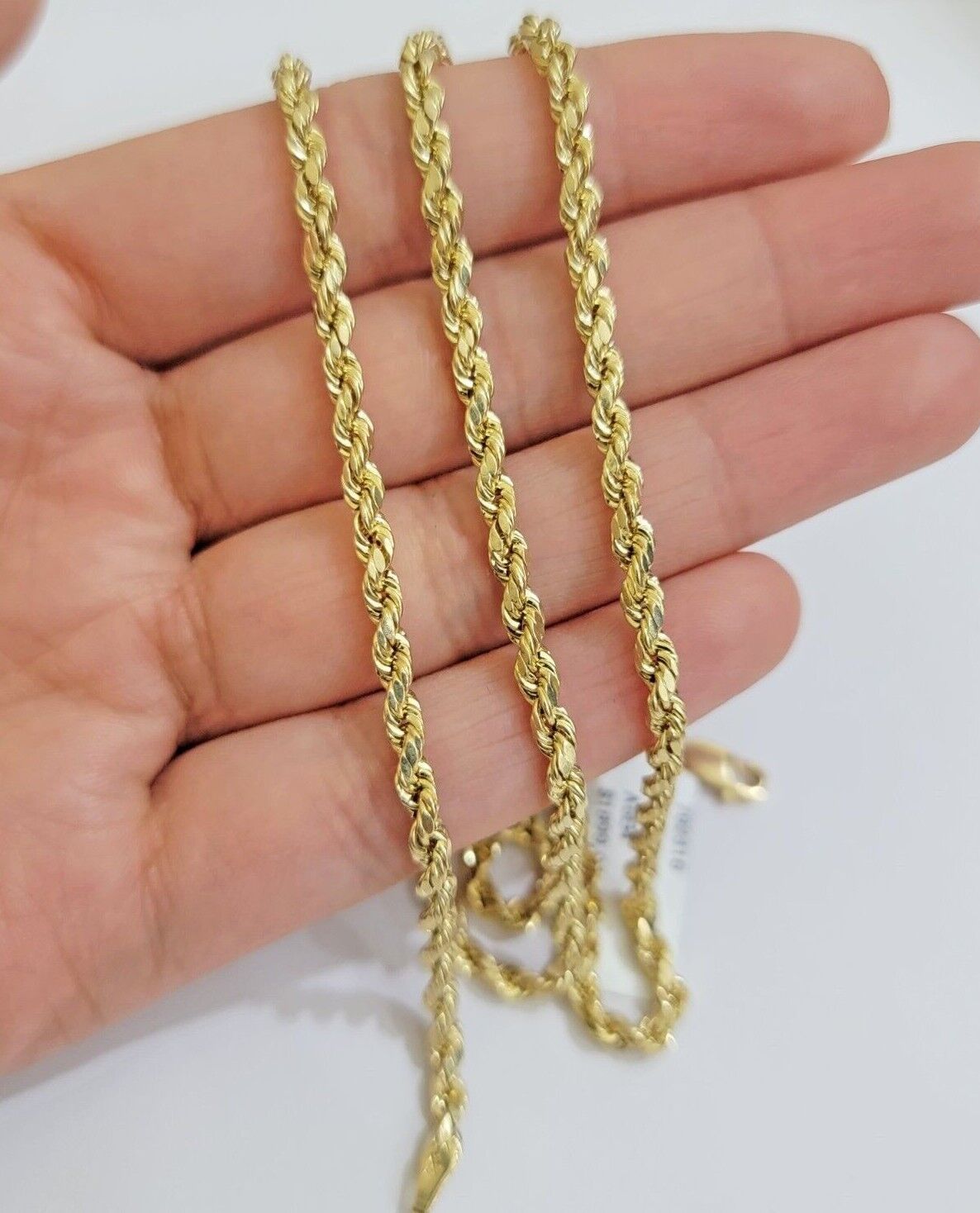 Real 10k Yellow Gold Rope Chain 3mm Necklace 16" - 28 Inch Diamond Cut men Women - GoldenlinQ