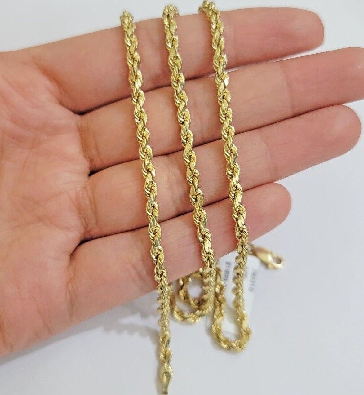 Real 10k Yellow Gold Rope Chain 3mm Necklace 16" - 28 Inch Diamond Cut men Women - GoldenlinQ
