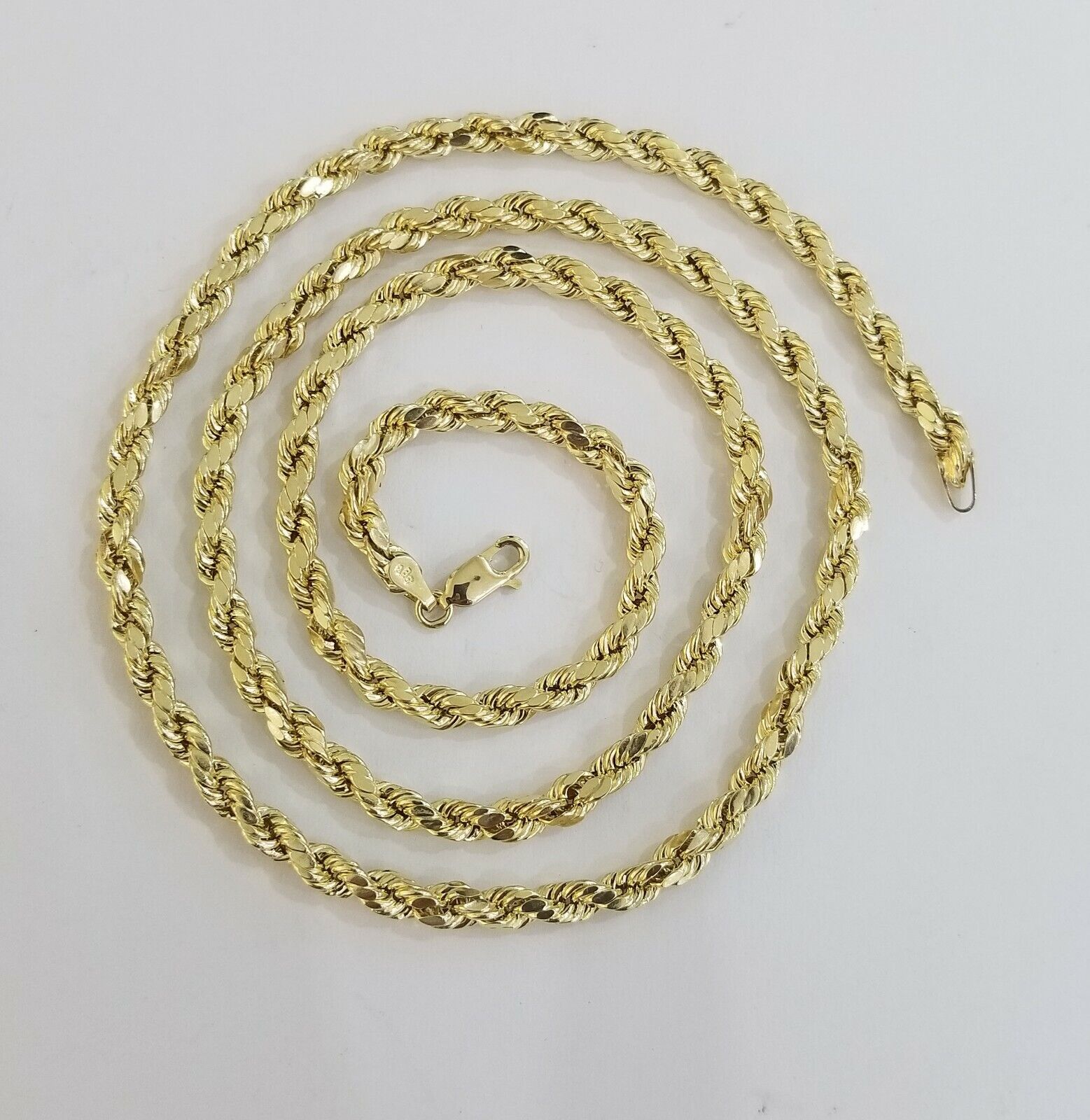Real 10k Yellow Gold Rope Chain 4mm 18" Diamond Cut Necklace - GoldenlinQ