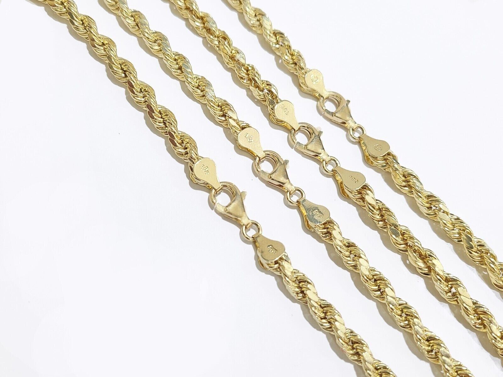 Real 10K Yellow Gold Rope Chain 6mm Necklace 20 - 30'' Inches Lobster Lock 10kt - GoldenlinQ