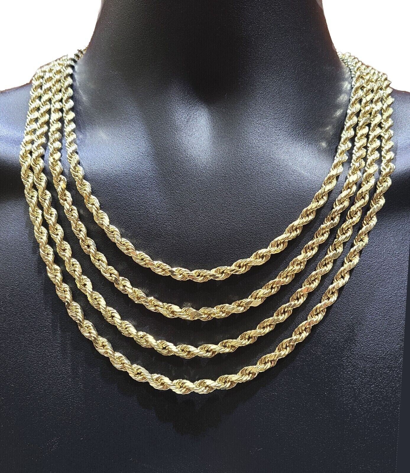 Real 10K Yellow Gold Rope Chain 6mm Necklace 20 - 30'' Inches Lobster Lock 10kt - GoldenlinQ