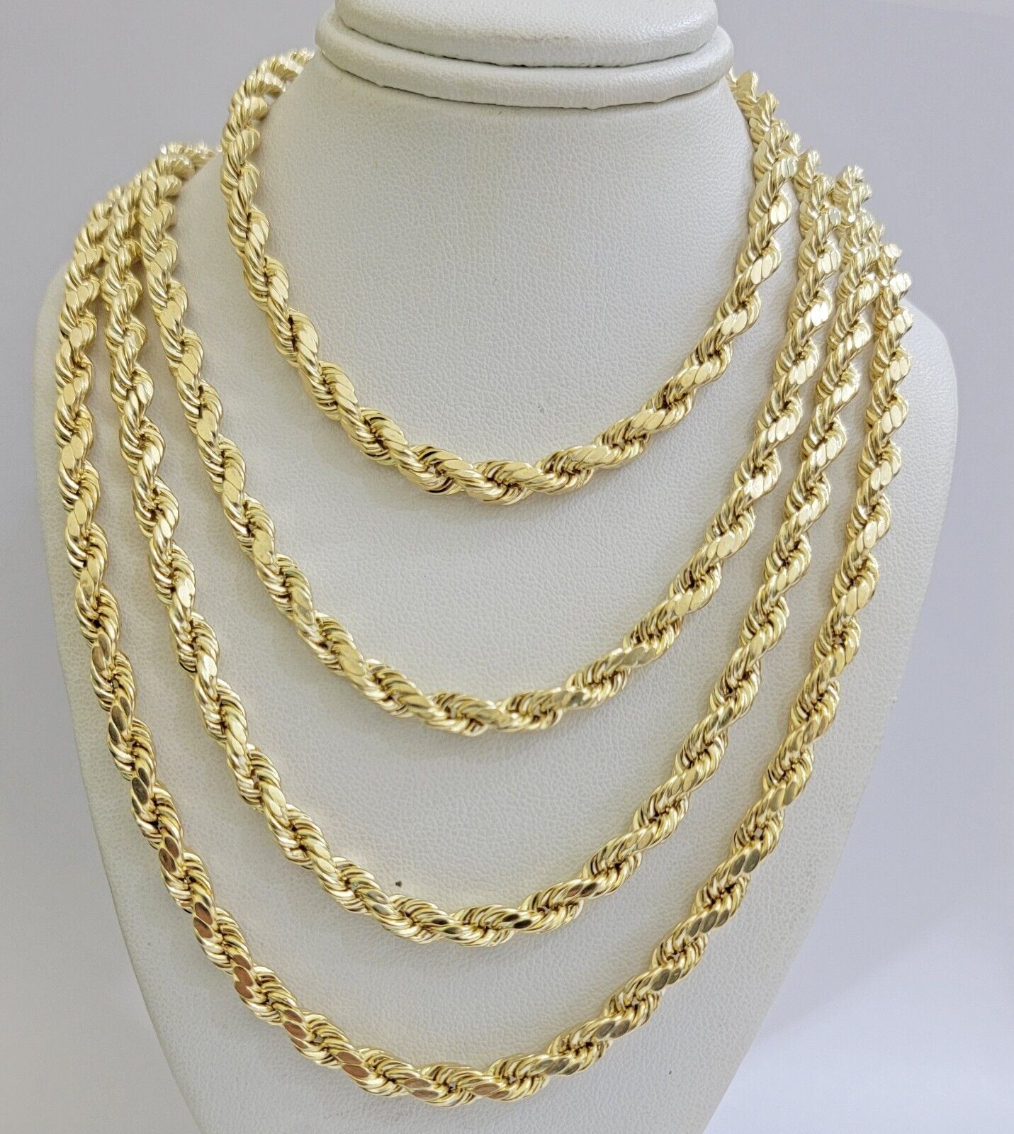 Real 10K Yellow Gold Rope Chain 6mm Necklace 20 in 22 in 24 in 26 in 28 in 30 in - GoldenlinQ