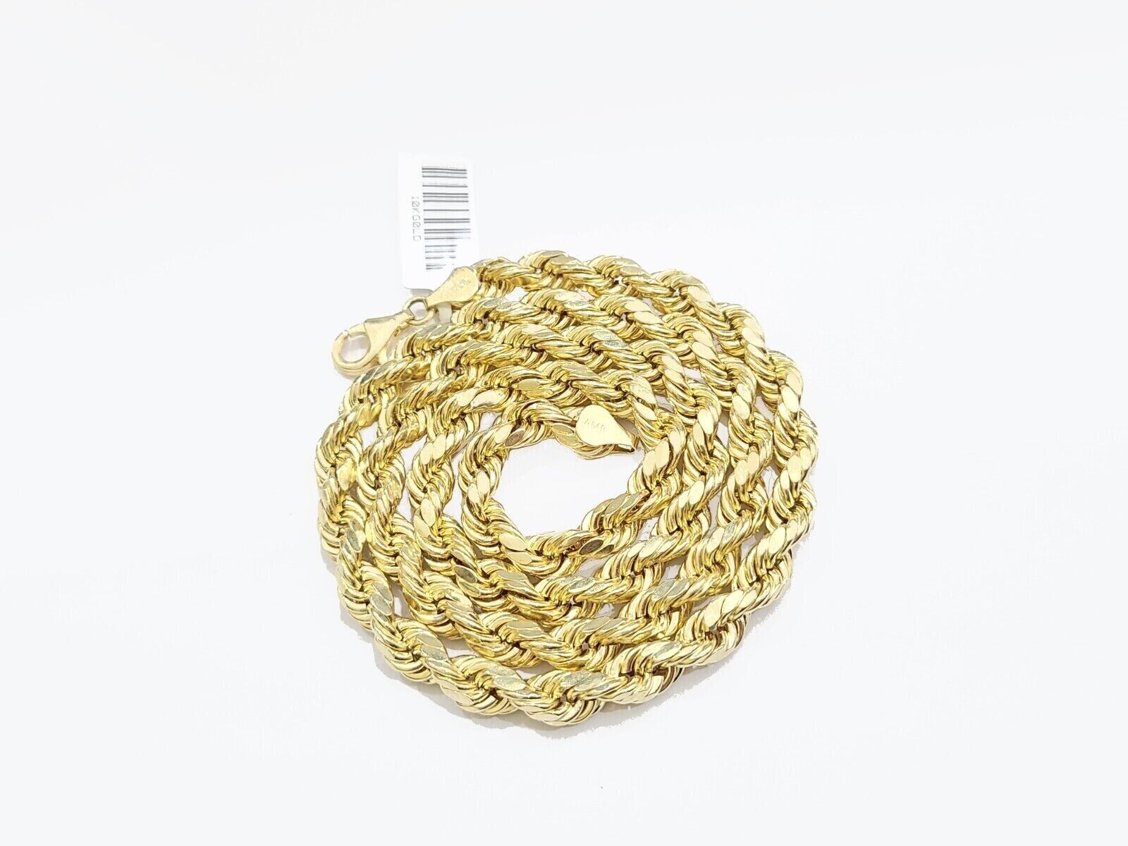 Real 10K Yellow Gold Rope Chain 8mm Necklace 18 - 30'' Inches Lobster Lock 10kt - GoldenlinQ