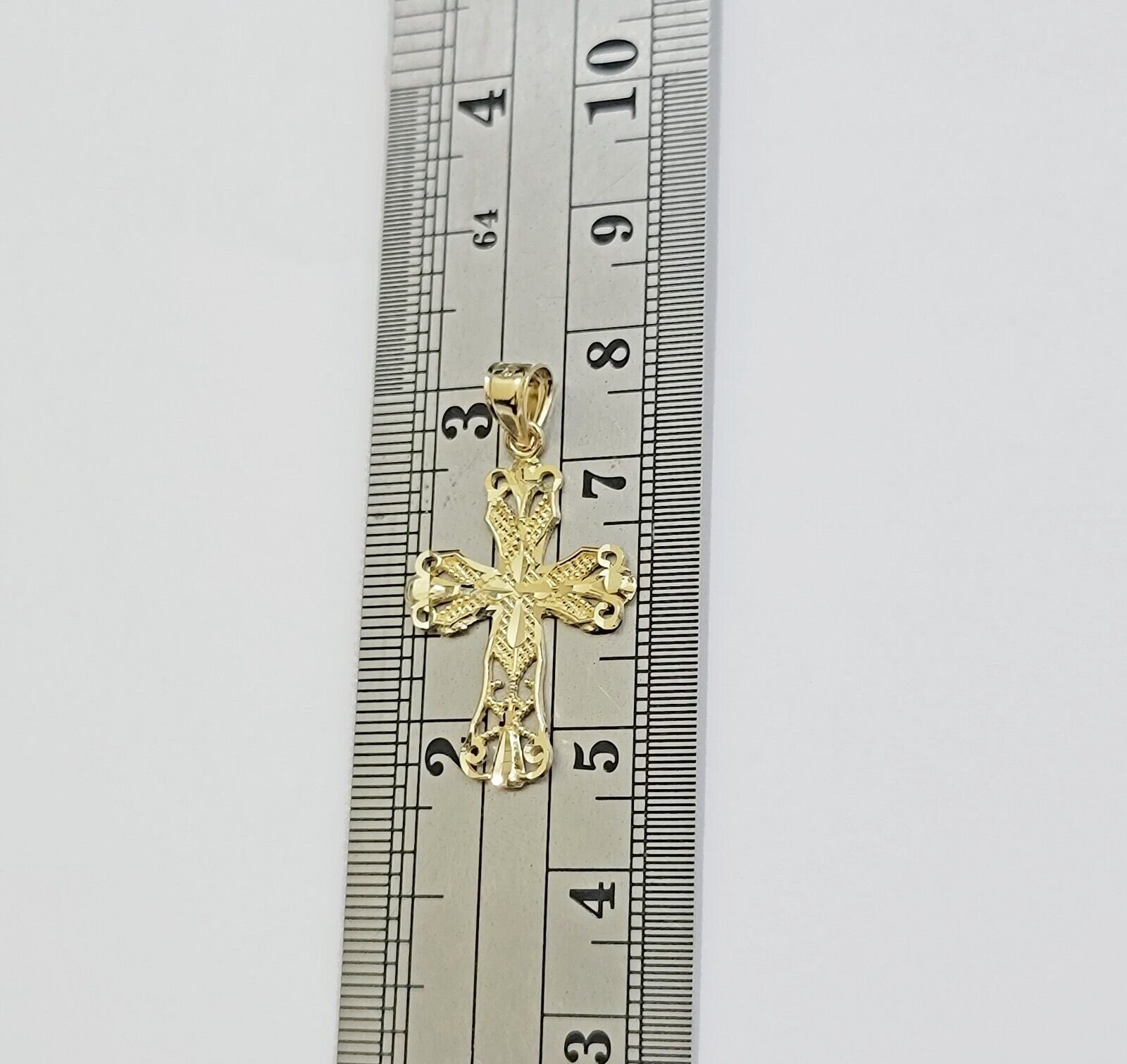 Real 10k Yellow Gold Rope Chain Cross Charm Pendant SET 3mm Necklace 18 - 28 Inch - GoldenlinQ