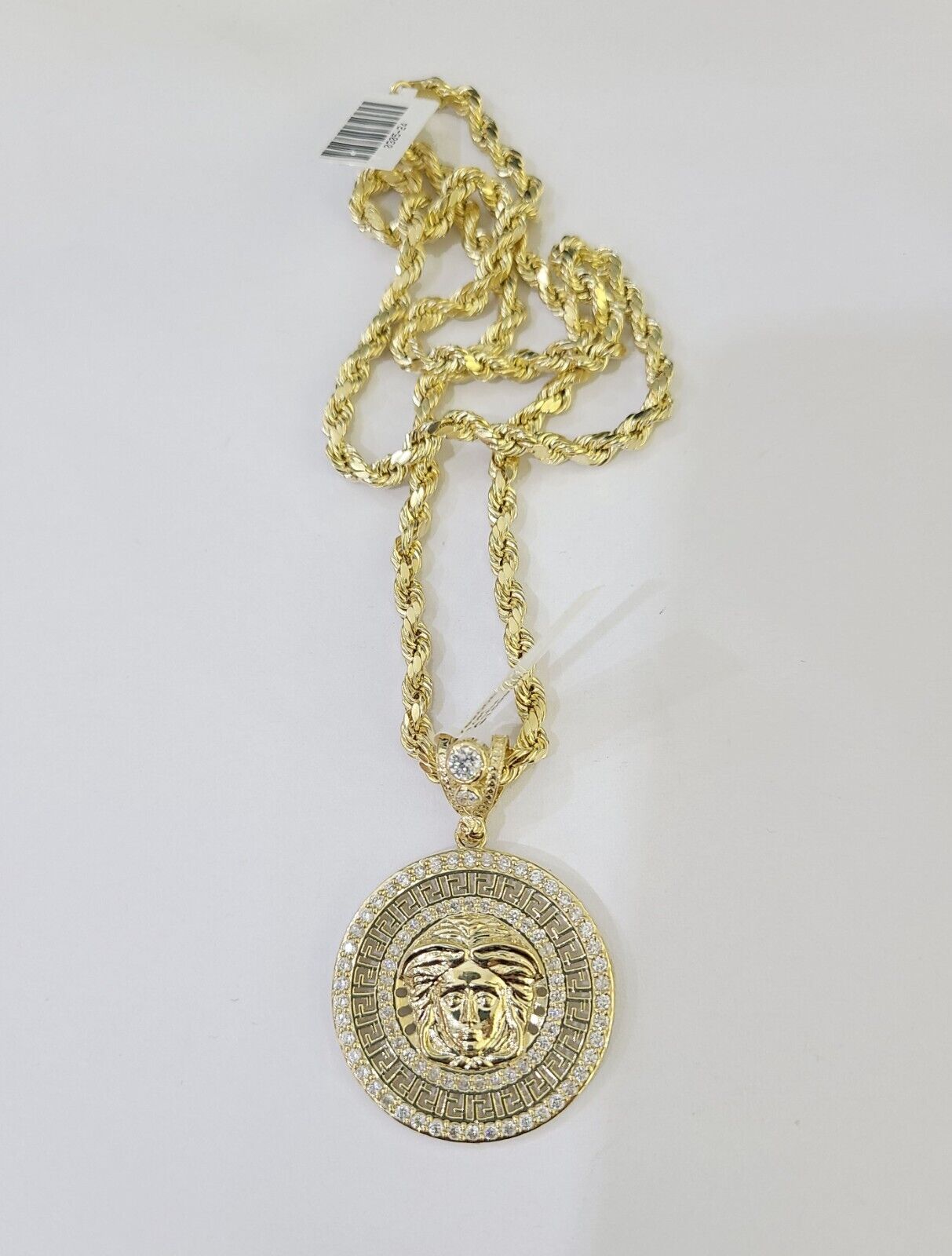 Real 10k Yellow Gold Rope Chain Head Charm Set 4mm 18" - 26"Inch Necklace - GoldenlinQ