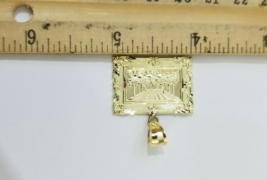 REAL 10k Yellow Gold Rope Chain Last Supper Charm Pendant SET 3mm Necklace 18 - 28 - GoldenlinQ