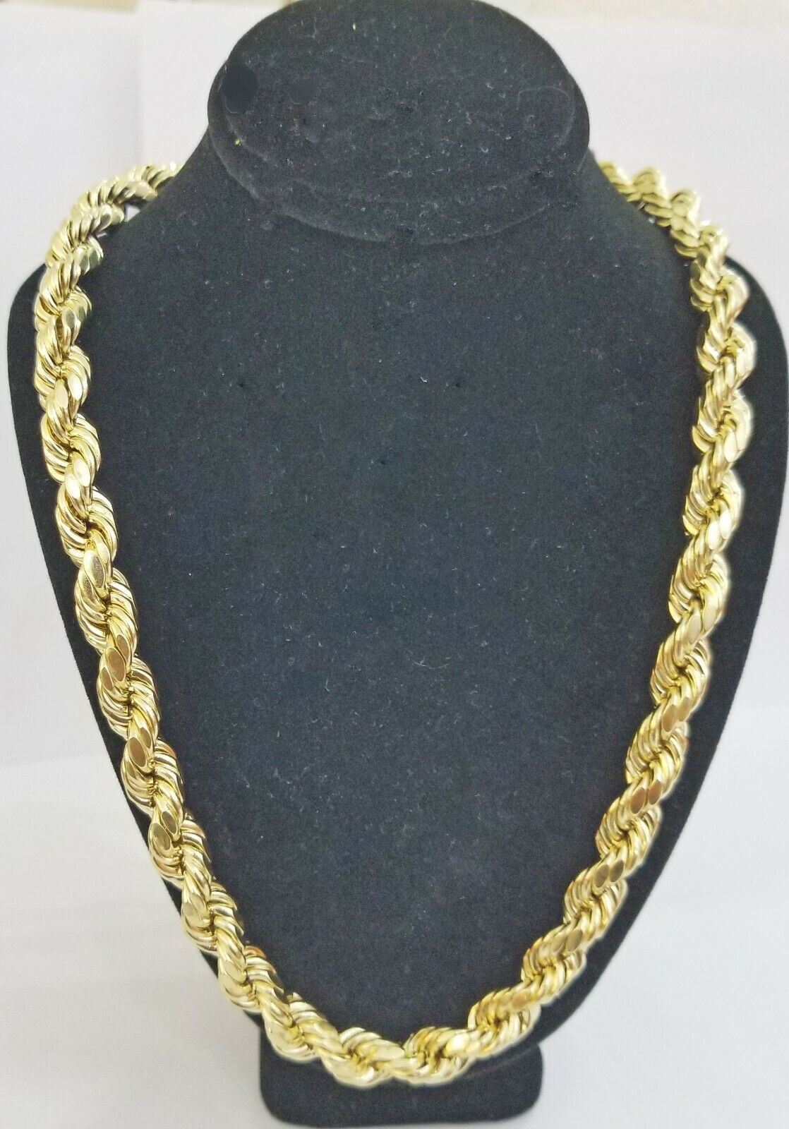 REAL 10k Yellow Gold Rope Chain necklace 10mm 26" Men's thick 10kt diamond cuts - GoldenlinQ