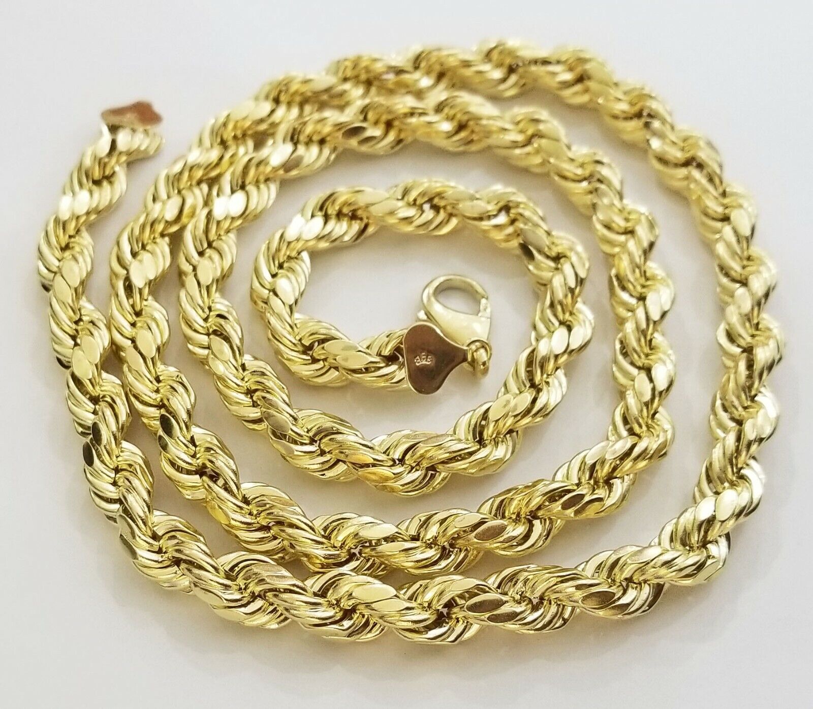 REAL 10k Yellow Gold Rope Chain necklace 10mm 26" Men's thick 10kt diamond cuts - GoldenlinQ