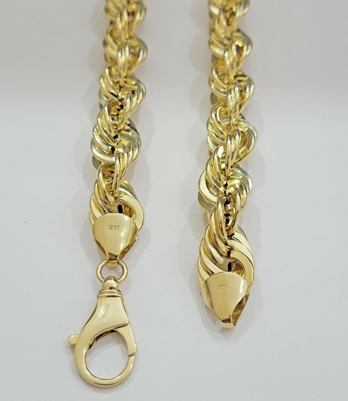 REAL 10K Yellow Gold Rope Chain Necklace 15MM Thick 22" Diamond Cut MEN'S,SHORT - GoldenlinQ