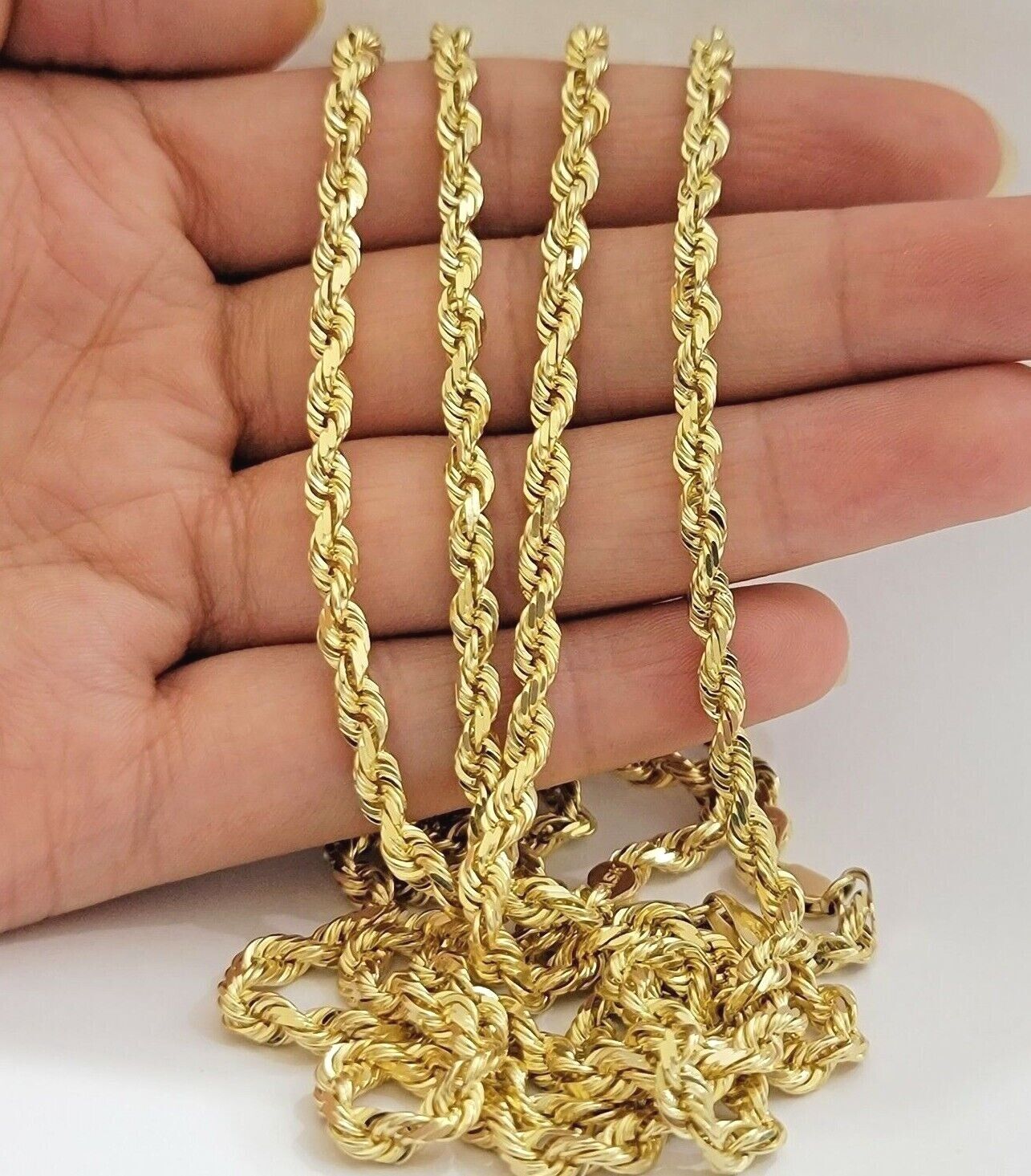 Real 10k Yellow Gold Rope Chain necklace 18 inch - 28 inch SOLID 4mm Mens Women - GoldenlinQ