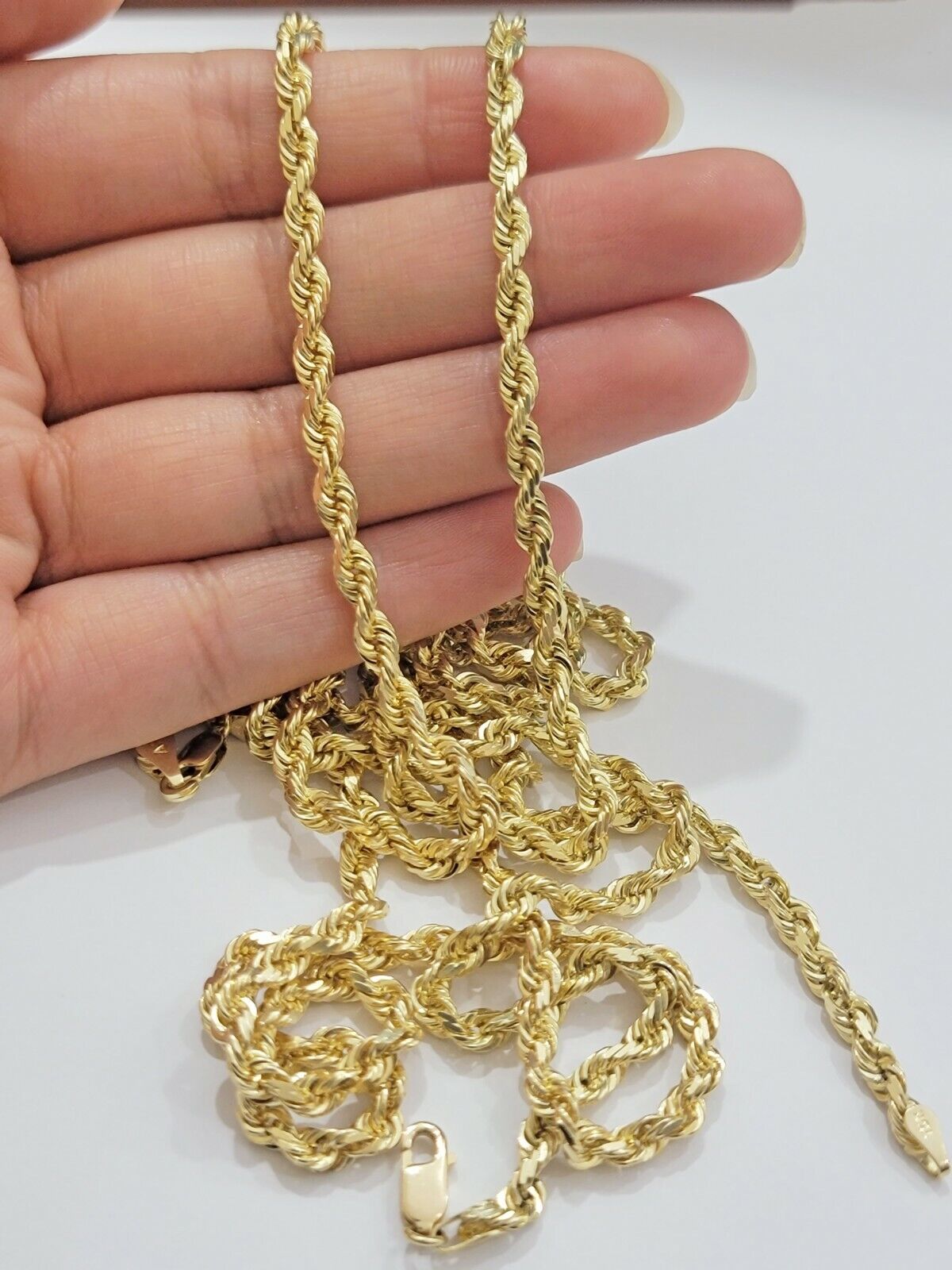 Real 10k Yellow Gold Rope Chain necklace 18 inch - 28 inch SOLID 4mm Mens Women - GoldenlinQ
