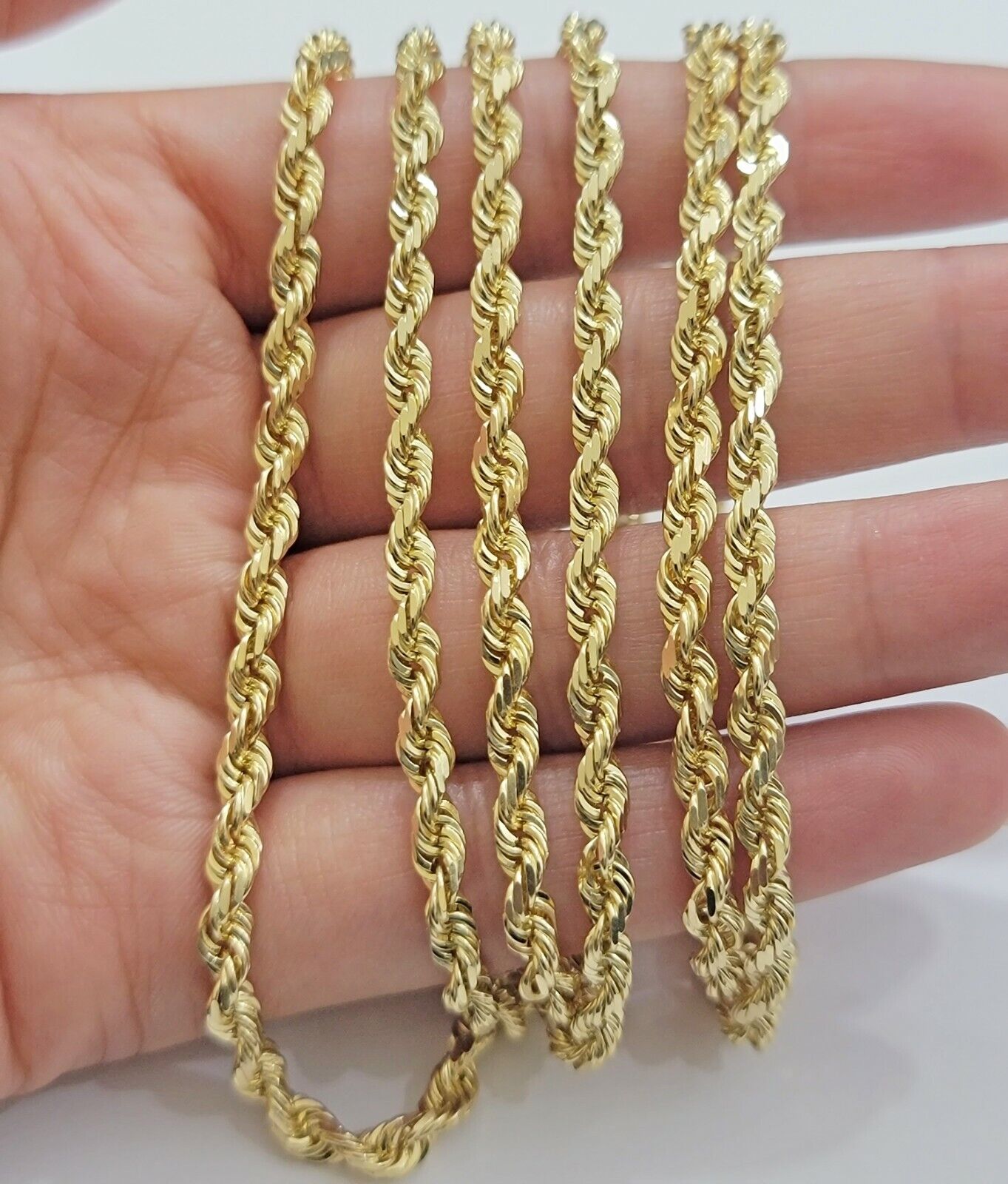 Real 10k Yellow Gold Rope Chain necklace 18 inch - 28 inch SOLID 4mm Mens Women - GoldenlinQ