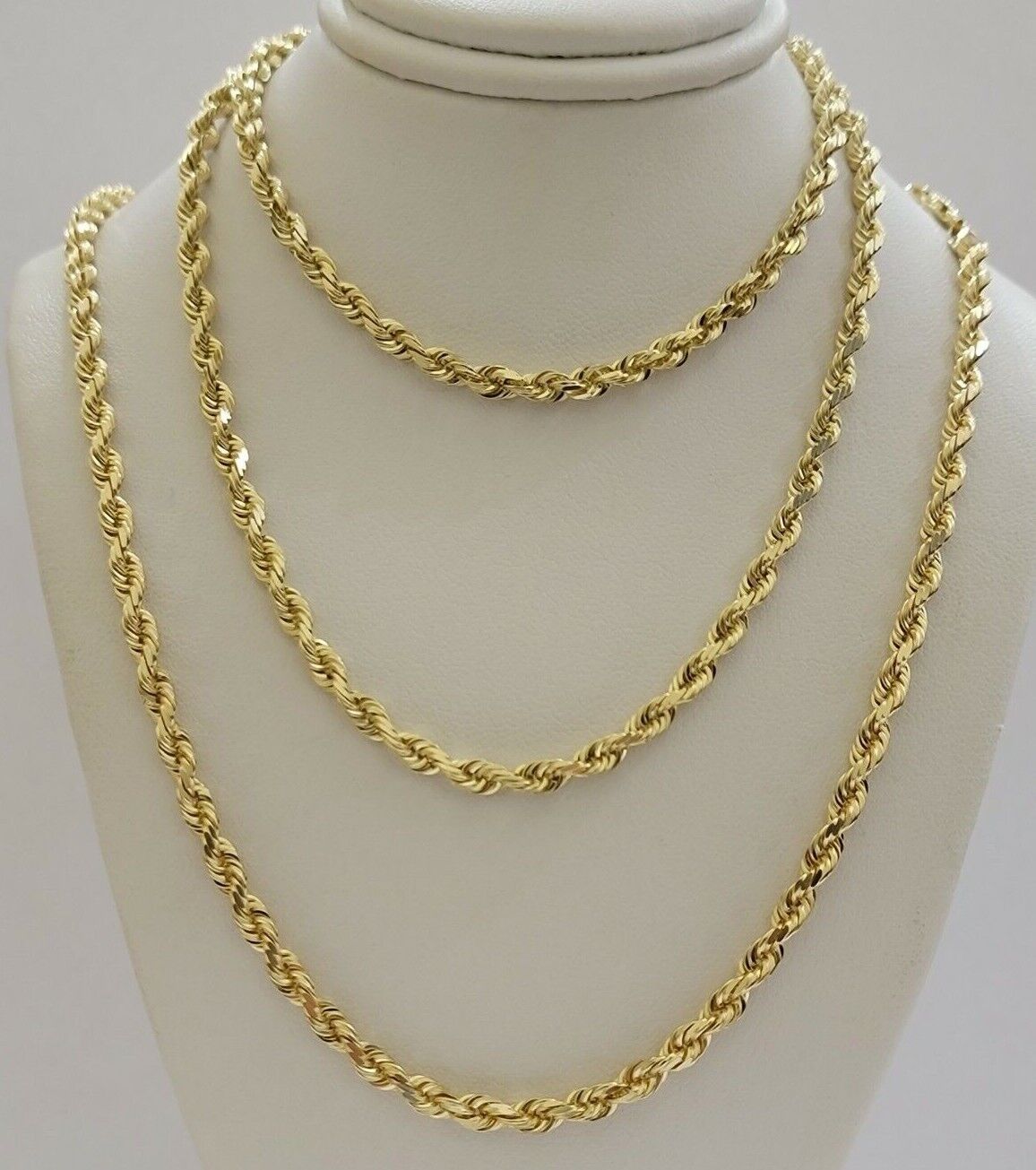 Real 10k Yellow Gold Rope Chain necklace 18 inch - 28 inch SOLID 4mm Mens Women - GoldenlinQ