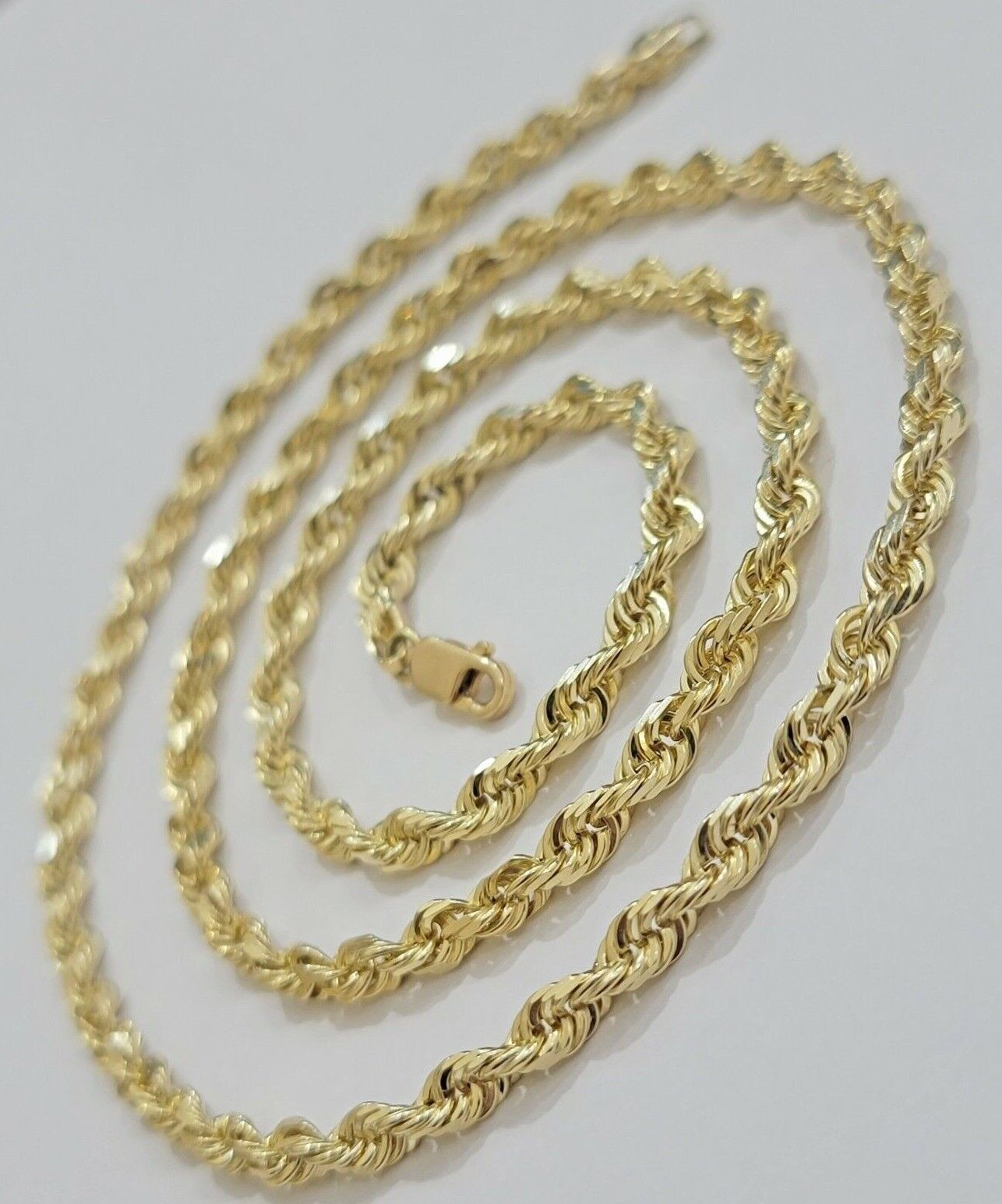 Real 10k Yellow Gold Rope Chain necklace 18 inch - 28 inch SOLID 4mm Mens Women - GoldenlinQ