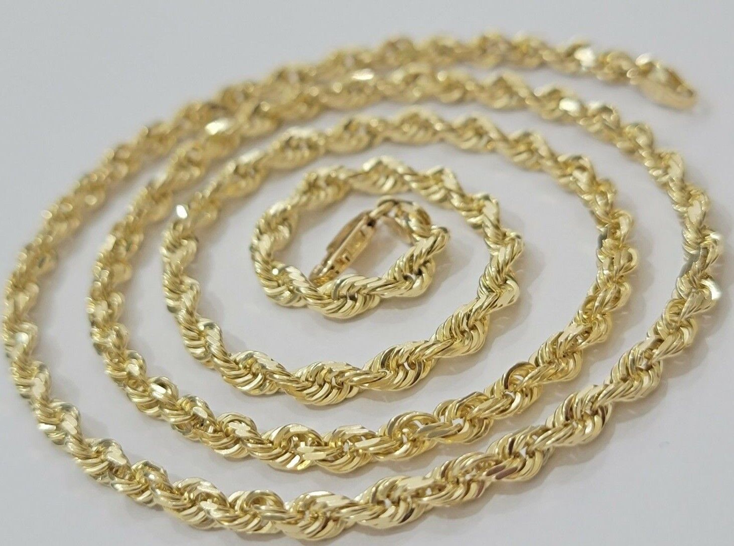 Real 10k Yellow Gold Rope Chain necklace 18 inch - 28 inch SOLID 4mm Mens Women - GoldenlinQ