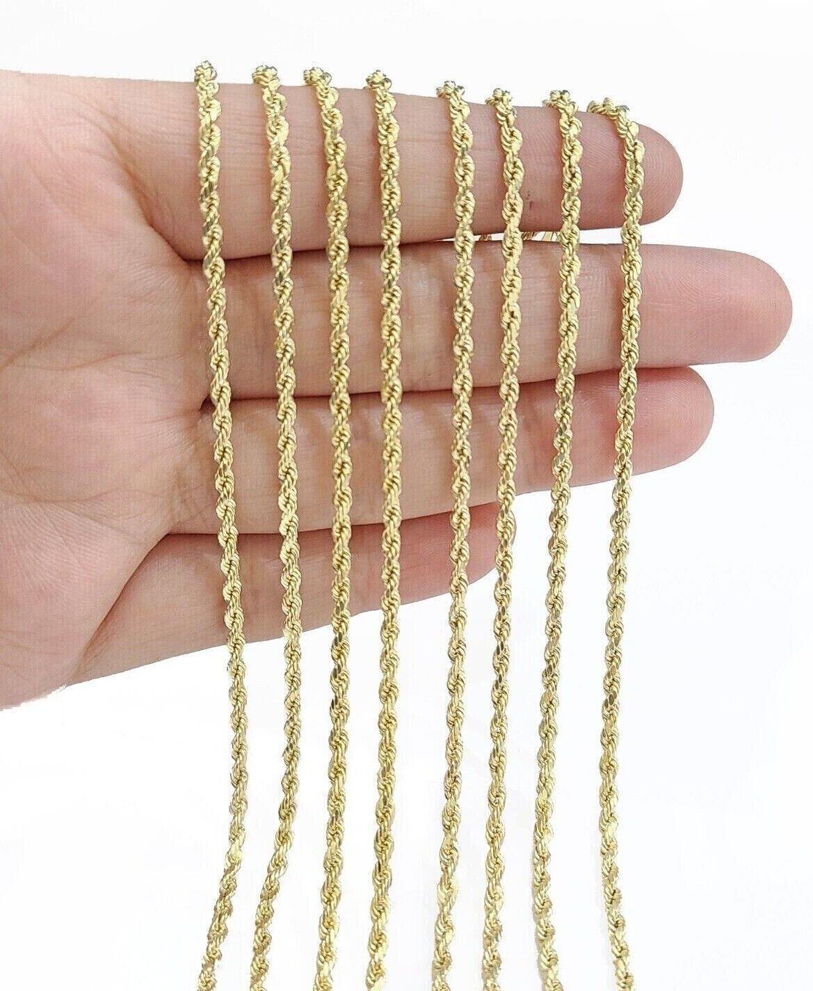 Real 10k Yellow Gold Rope Chain Necklace 2.5mm 16 - 26 Inch Diamond Cut 10kt SALE - GoldenlinQ