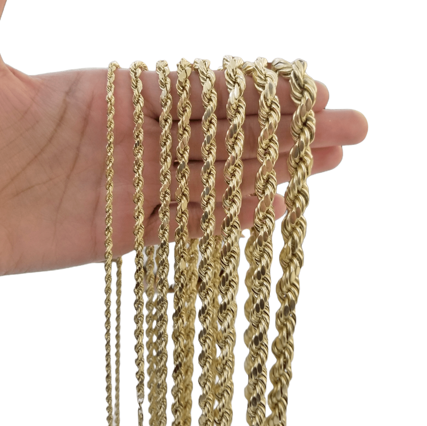 Real 10K Yellow Gold Rope Chain Necklace 26 Inch 3mm - 10mm Real 10k Men Women - GoldenlinQ