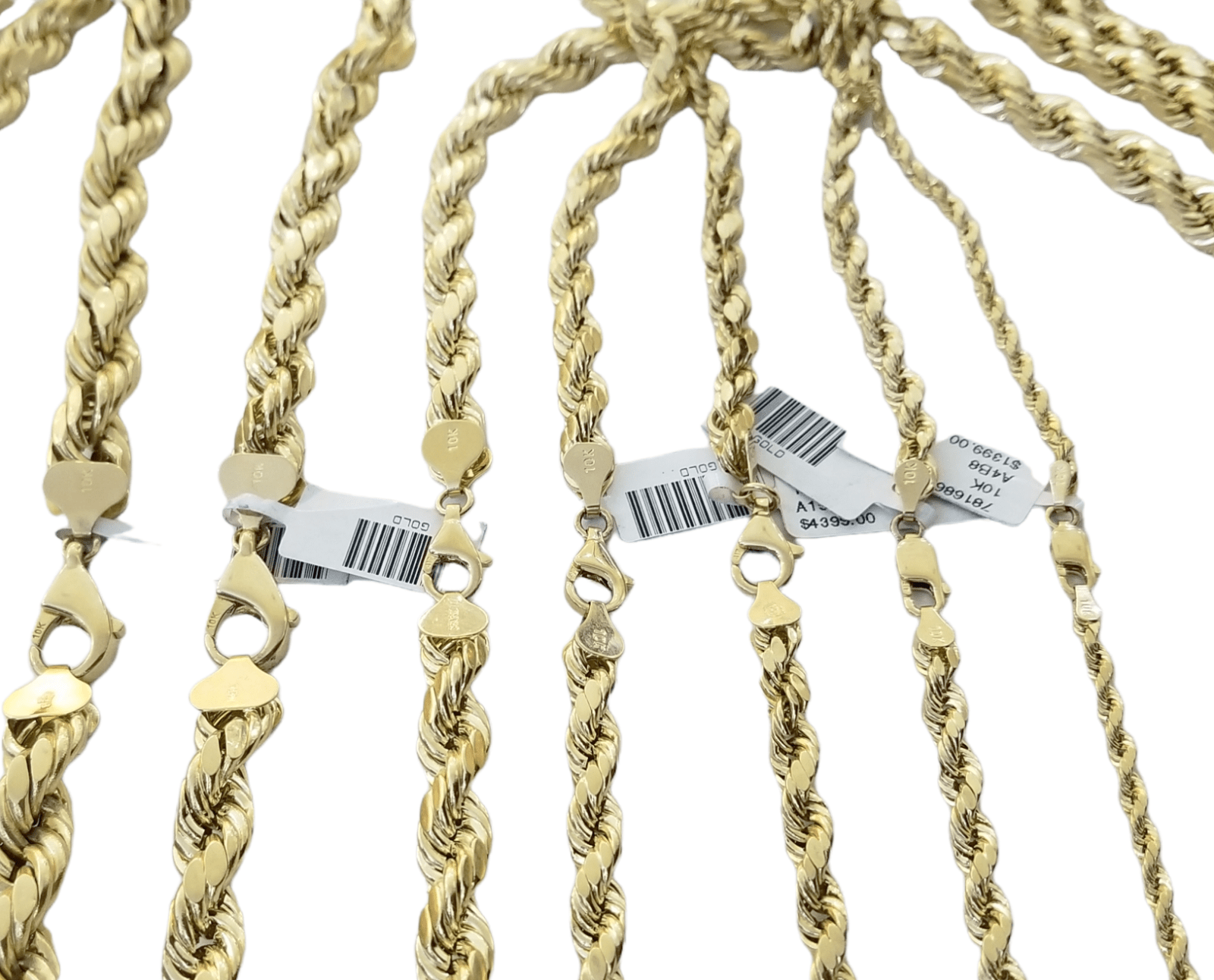 Real 10K Yellow Gold Rope Chain Necklace 26 Inch 3mm - 10mm Real 10k Men Women - GoldenlinQ