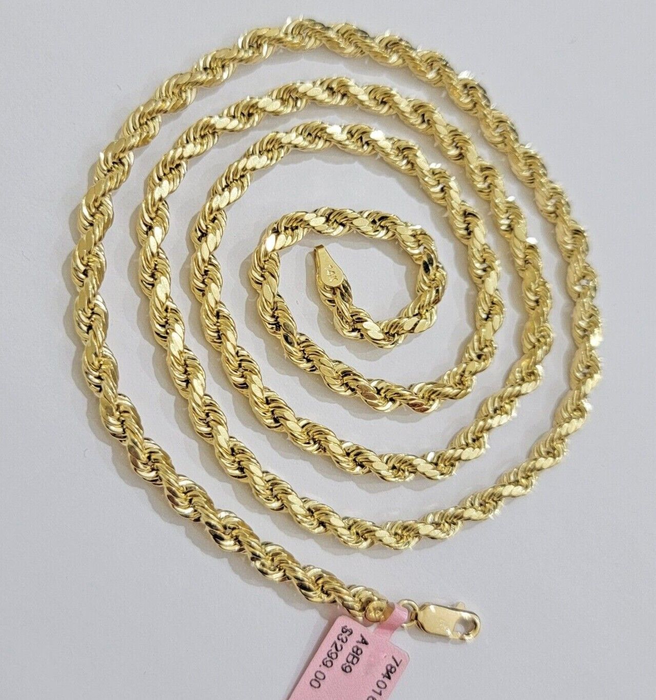 Real 10k Yellow Gold Rope Chain Necklace 4mm 18 - 28 Inch Diamond Cut Mens 10kt - GoldenlinQ