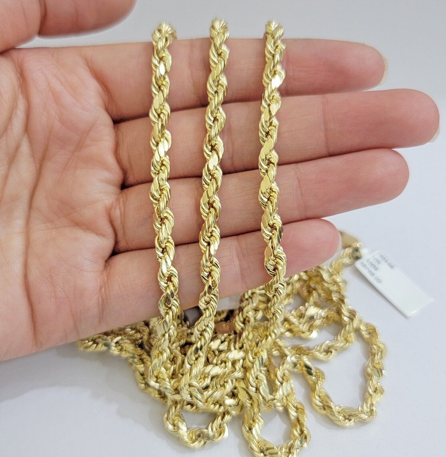 Real 10K Yellow Gold Rope Chain Necklace 5mm Necklace 18" - 30 Inch 10kt Mens - GoldenlinQ
