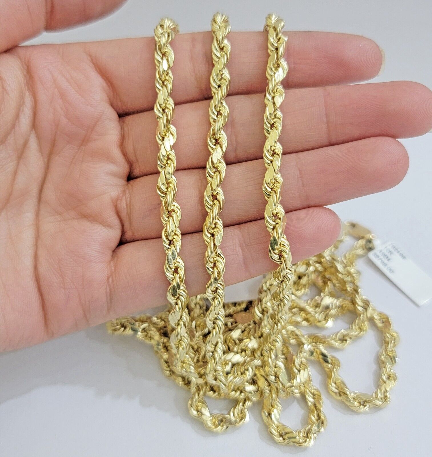 Real 10K Yellow Gold Rope Chain Necklace 5mm Necklace 18" - 30 Inch 10kt Mens - GoldenlinQ