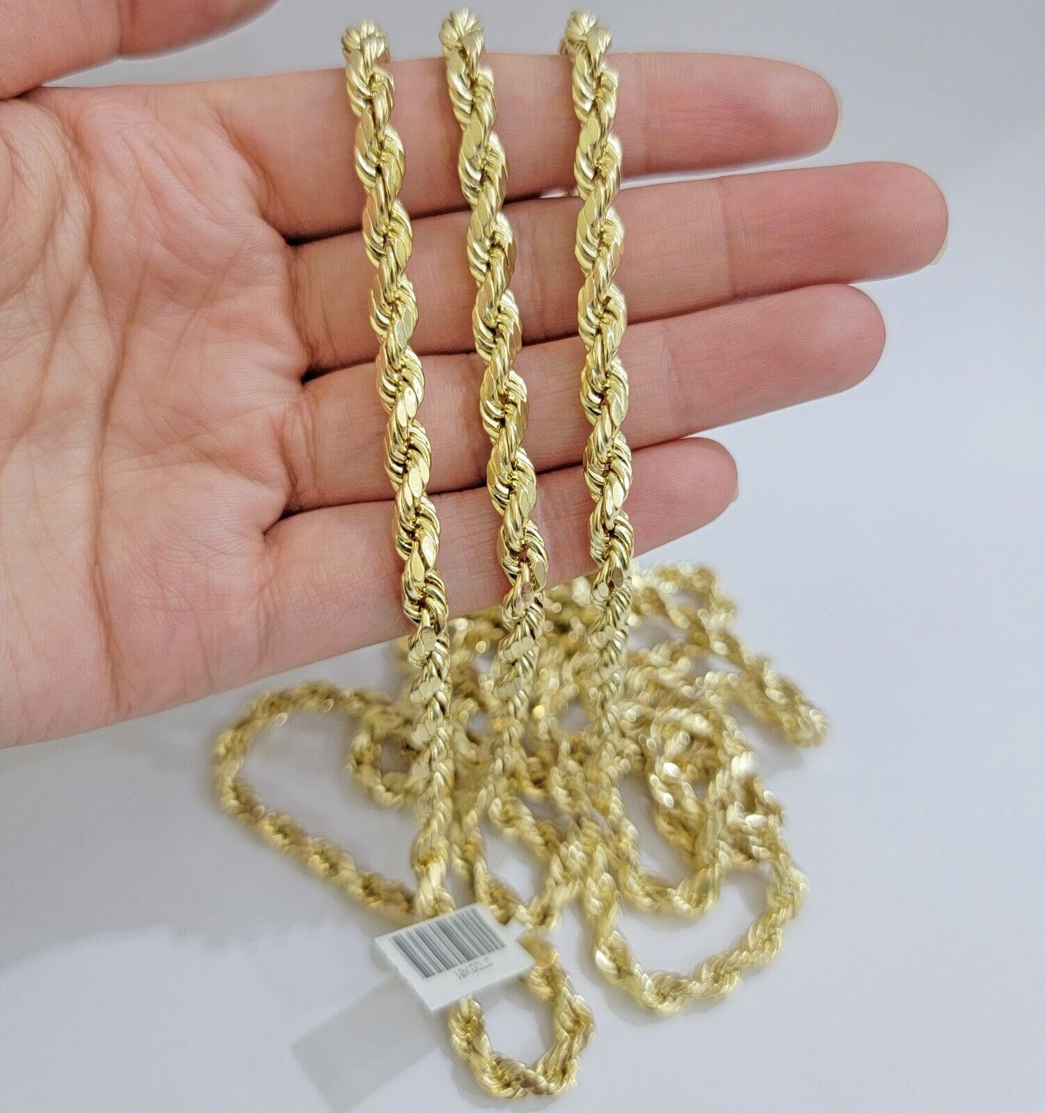Real 10k Yellow Gold Rope Chain Necklace 6mm 18 - 28 Inch Diamond Cuts Men's 10kt - GoldenlinQ