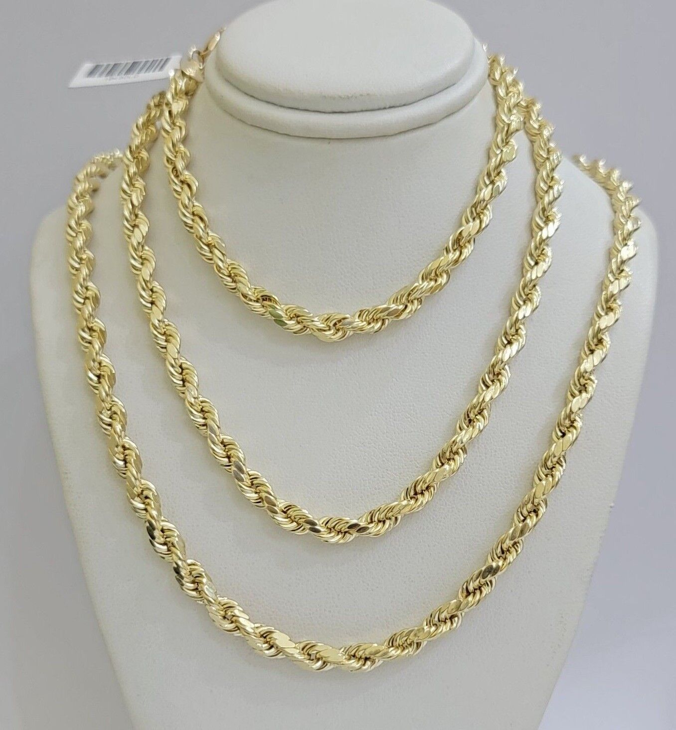 Real 10k Yellow Gold Rope Chain Necklace 6mm 18 - 28 Inch Diamond Cuts Men's 10kt - GoldenlinQ