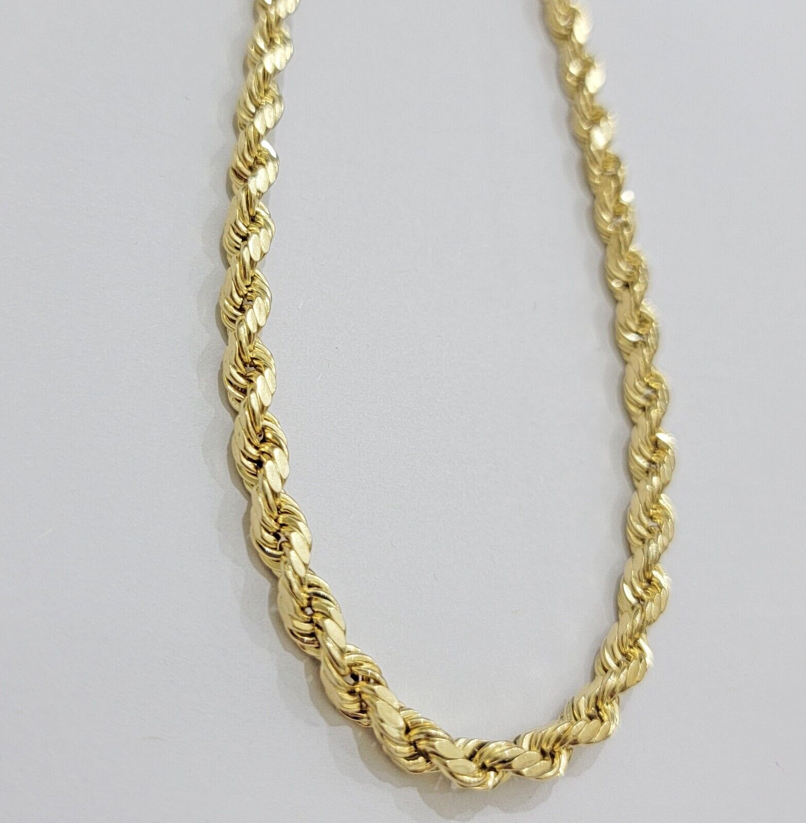 Real 10k Yellow Gold Rope Chain Necklace 6mm 18 - 28 Inch Diamond Cuts Men's 10kt - GoldenlinQ
