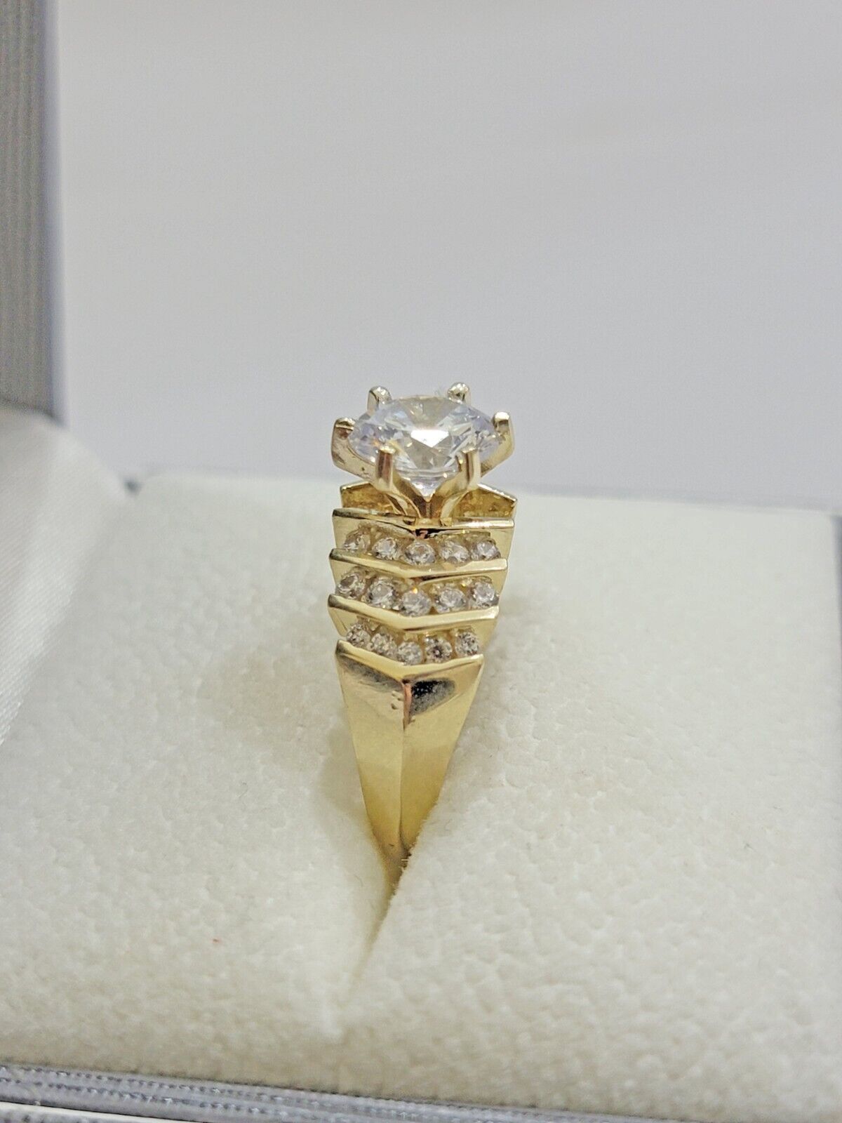 Real 10k Yellow Gold Round Multi - Stone Ring Wedding Engagement Size 7 WomensRing - GoldenlinQ