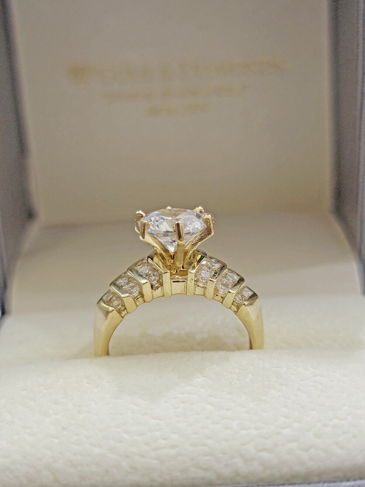 Real 10k Yellow Gold Round Multi - Stone Ring Wedding Engagement Size 7 WomensRing - GoldenlinQ