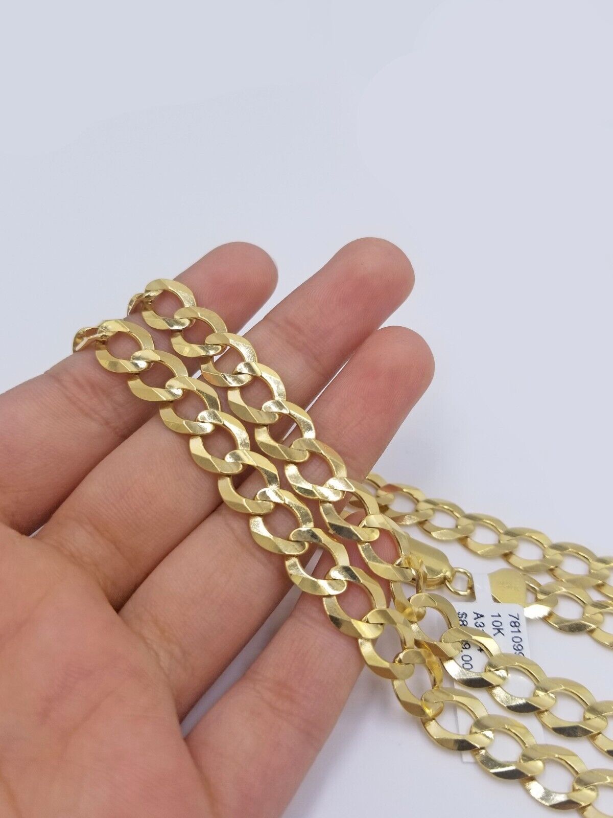 Real 10k Yellow Gold Solid Necklace Cuban Curb Link Chain 9.5mm 24" inch For Men - GoldenlinQ