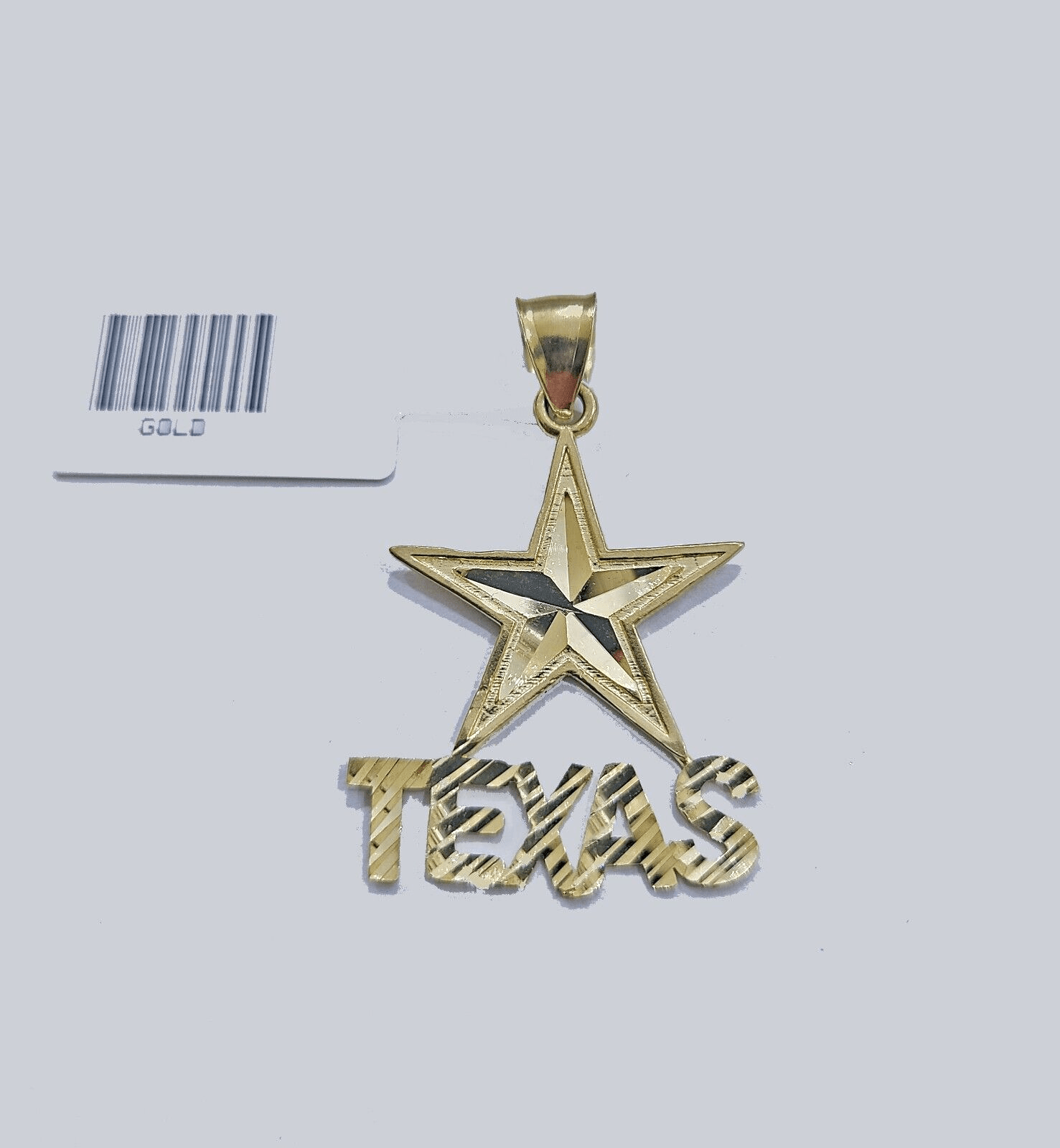 Real 10k Yellow Gold Texas Star Charm 1'' inches Pendant 10kt for Chain - GoldenlinQ