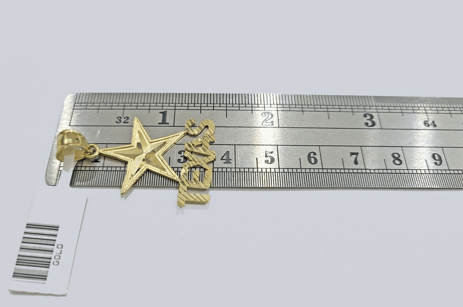 Real 10k Yellow Gold Texas Star Charm 1'' inches Pendant 10kt for Chain - GoldenlinQ