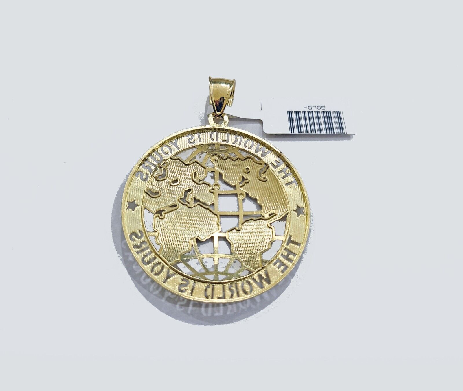 Real 10k Yellow Gold The World is yours Charm Pendant 10kt for Chain - GoldenlinQ
