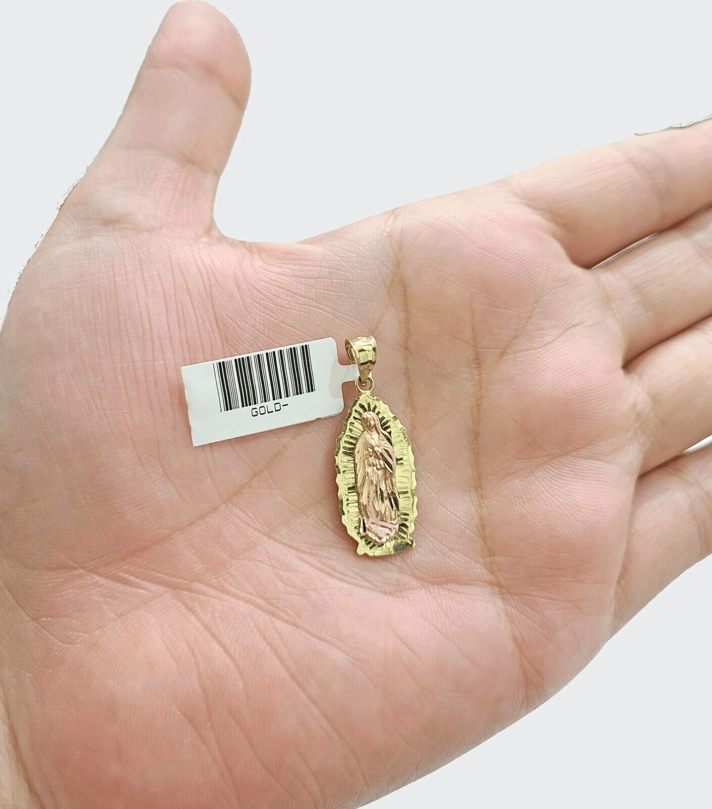 Real 10k Yellow Gold Virgin Mary Pendant 10kt Gold Charm For Necklace - GoldenlinQ
